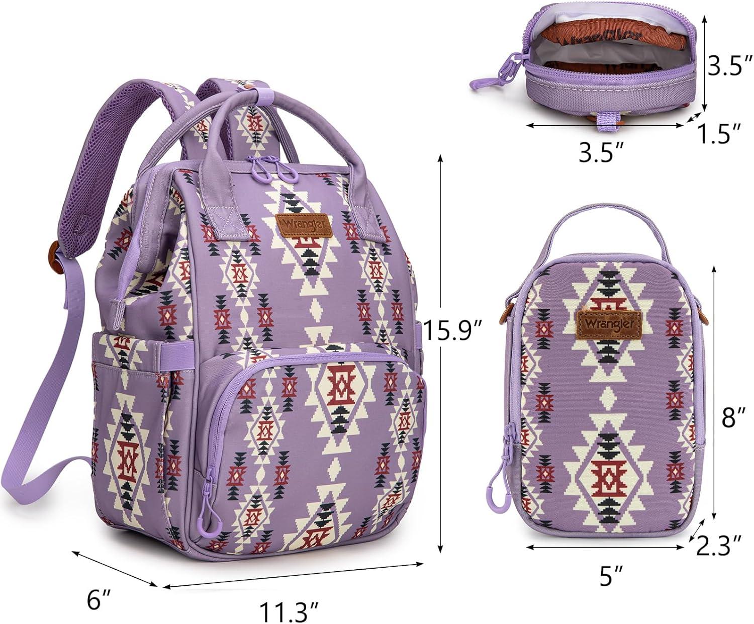 imageMontana West Wrangler Callie Diaper Bag Backpack with Pacifier Case Crossbody Bottle Bag and Stroller Straps Western Pattern Multifunction Baby Travel Bag Set WG22159110TN3pcslight Violet