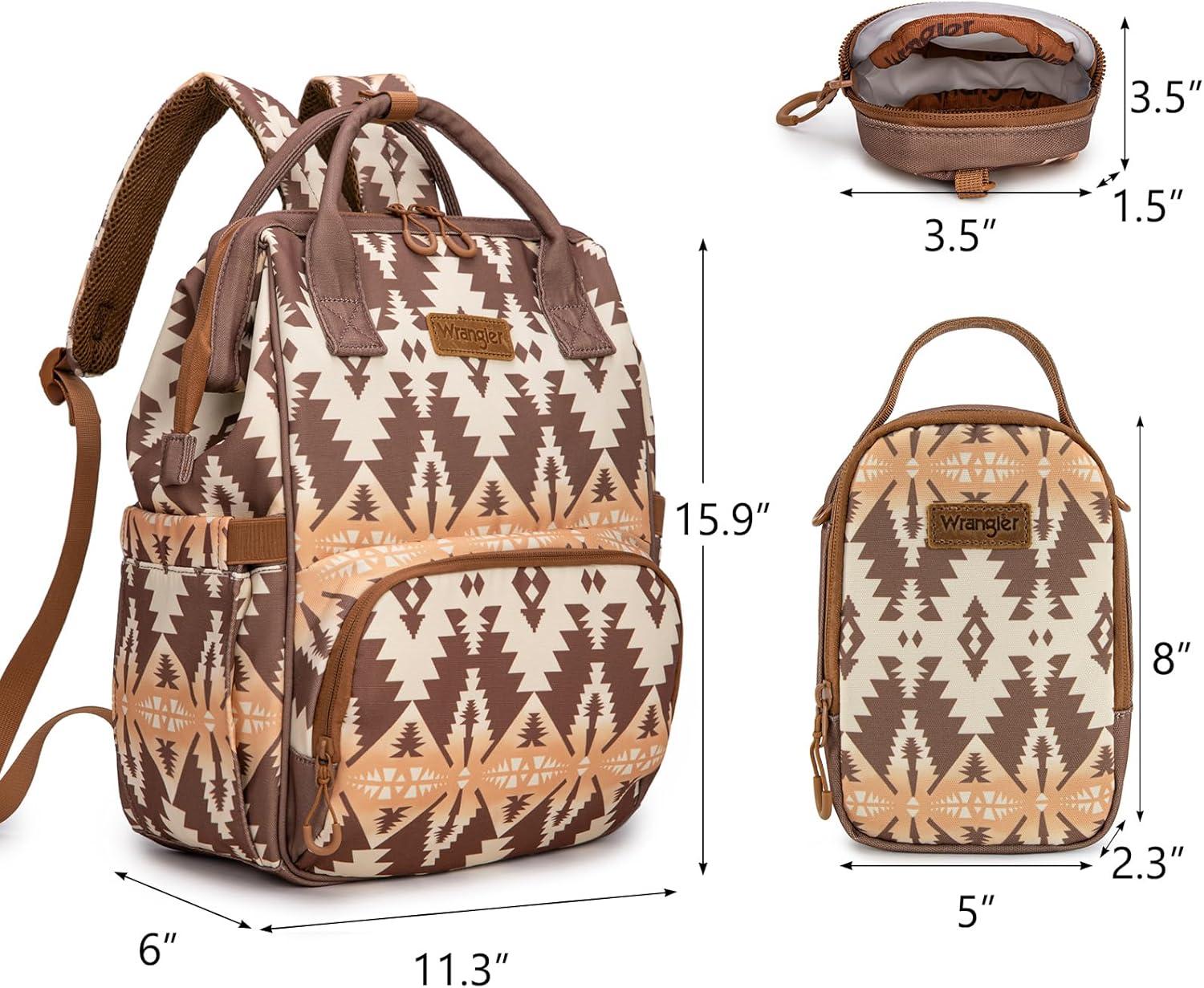 imageMontana West Wrangler Callie Diaper Bag Backpack with Pacifier Case Crossbody Bottle Bag and Stroller Straps Western Pattern Multifunction Baby Travel Bag Set WG22159110TN3pcsbrown