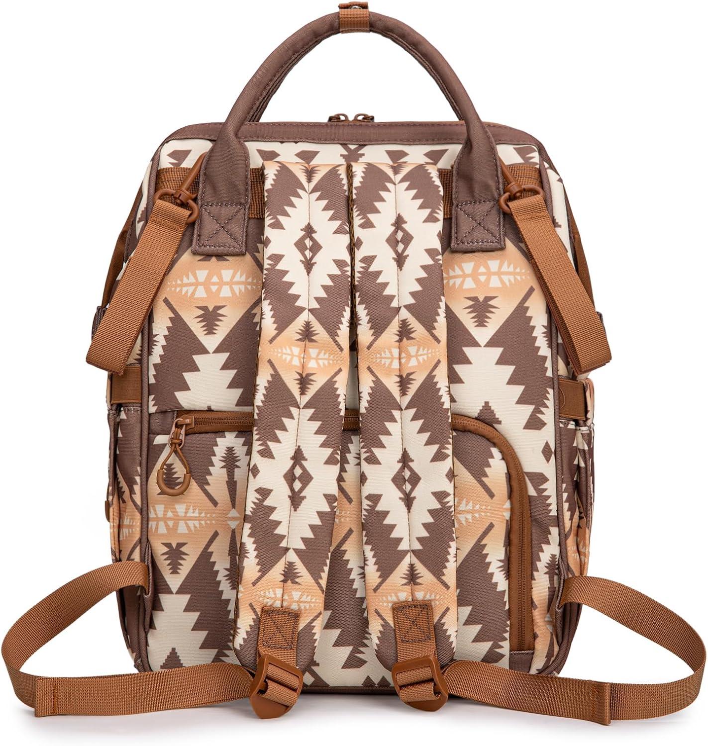 imageMontana West Wrangler Callie Diaper Bag Backpack with Pacifier Case Crossbody Bottle Bag and Stroller Straps Western Pattern Multifunction Baby Travel Bag Set WG22159110TN3pcsbrown