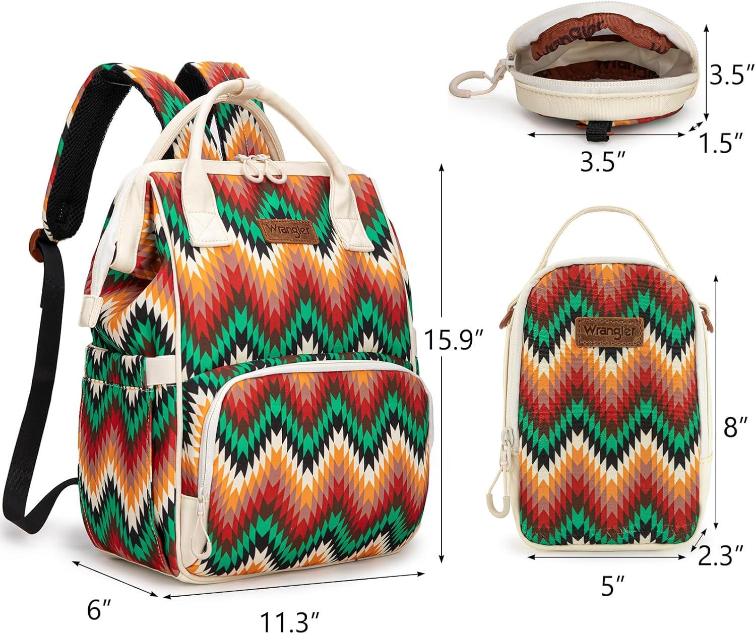 imageMontana West Wrangler Callie Diaper Bag Backpack with Pacifier Case Crossbody Bottle Bag and Stroller Straps Western Pattern Multifunction Baby Travel Bag Set WG22159110TN3pcsangel Tan