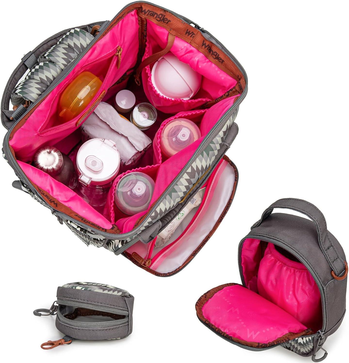 imageMontana West Wrangler Callie Diaper Bag Backpack with Pacifier Case Crossbody Bottle Bag and Stroller Straps Western Pattern Multifunction Baby Travel Bag Set WG22159110TN3pcsangel Black