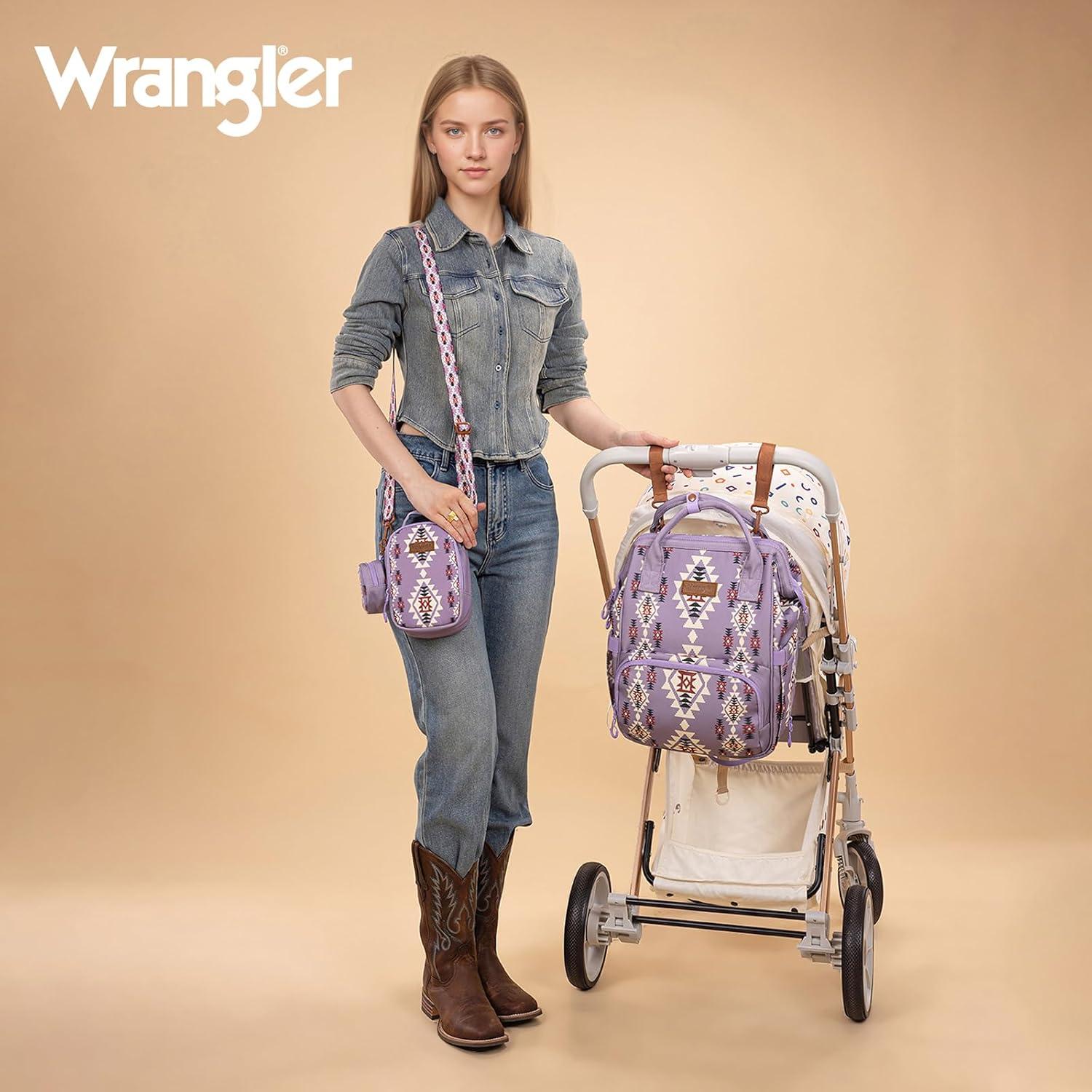 imageMontana West Wrangler Callie Diaper Bag Backpack with Pacifier Case Crossbody Bottle Bag and Stroller Straps Western Pattern Multifunction Baby Travel Bag Set WG22159110TN3pcslight Violet
