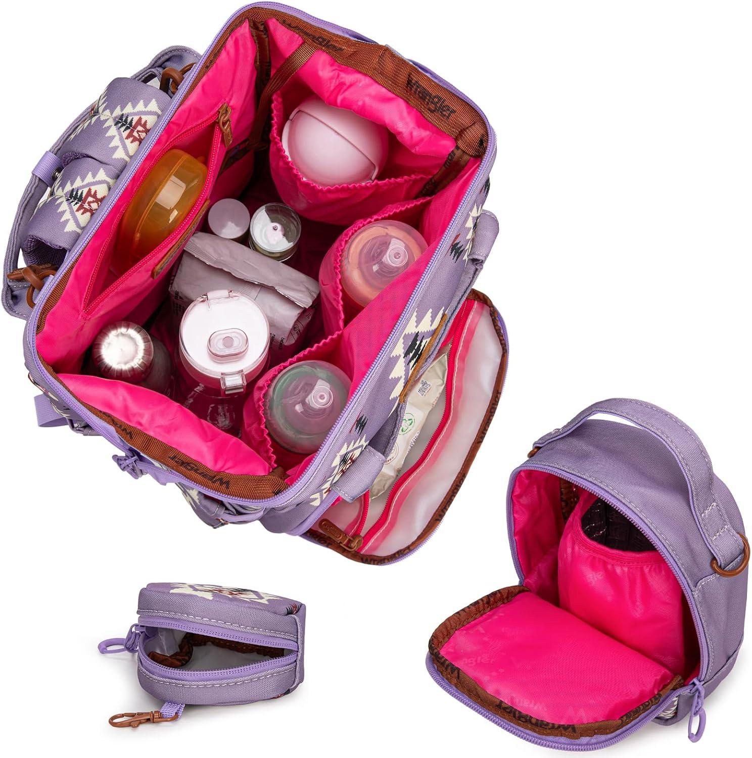 imageMontana West Wrangler Callie Diaper Bag Backpack with Pacifier Case Crossbody Bottle Bag and Stroller Straps Western Pattern Multifunction Baby Travel Bag Set WG22159110TN3pcslight Violet