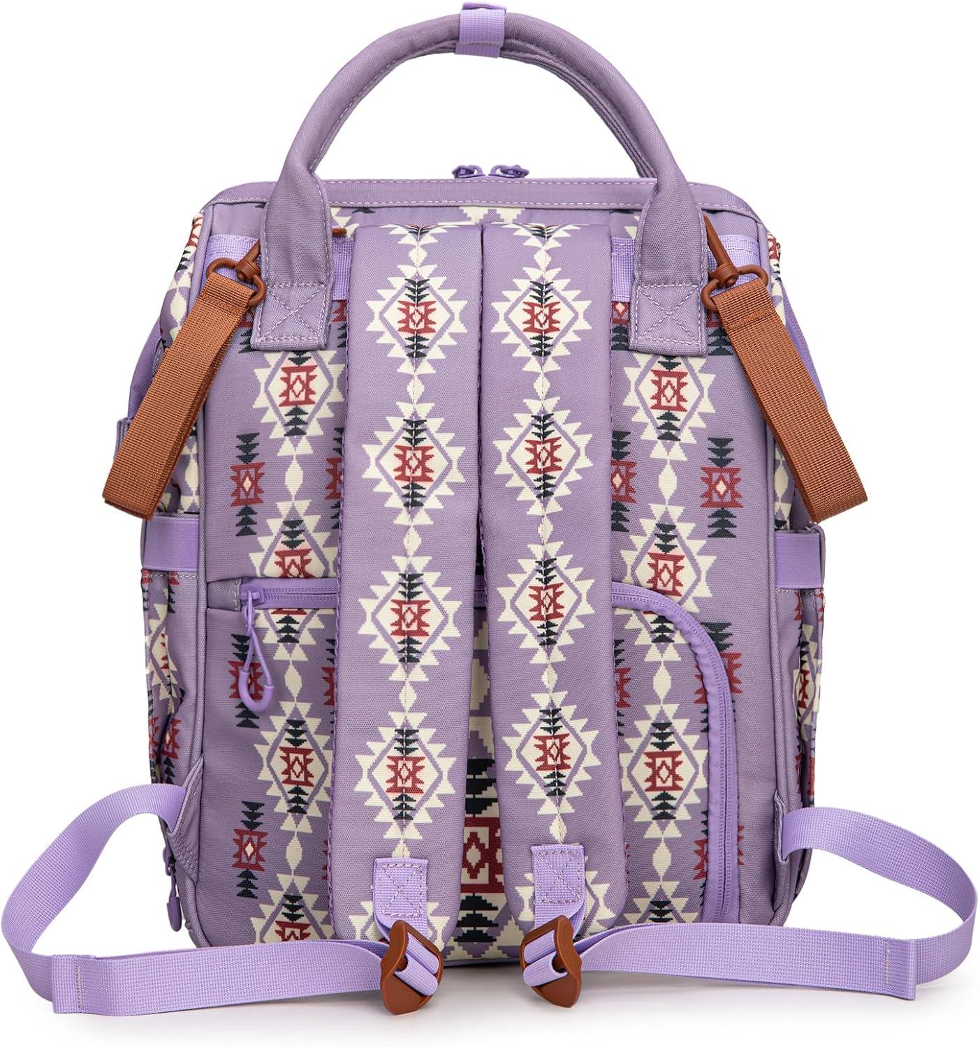imageMontana West Wrangler Callie Diaper Bag Backpack with Pacifier Case Crossbody Bottle Bag and Stroller Straps Western Pattern Multifunction Baby Travel Bag Set WG22159110TN3pcslight Violet
