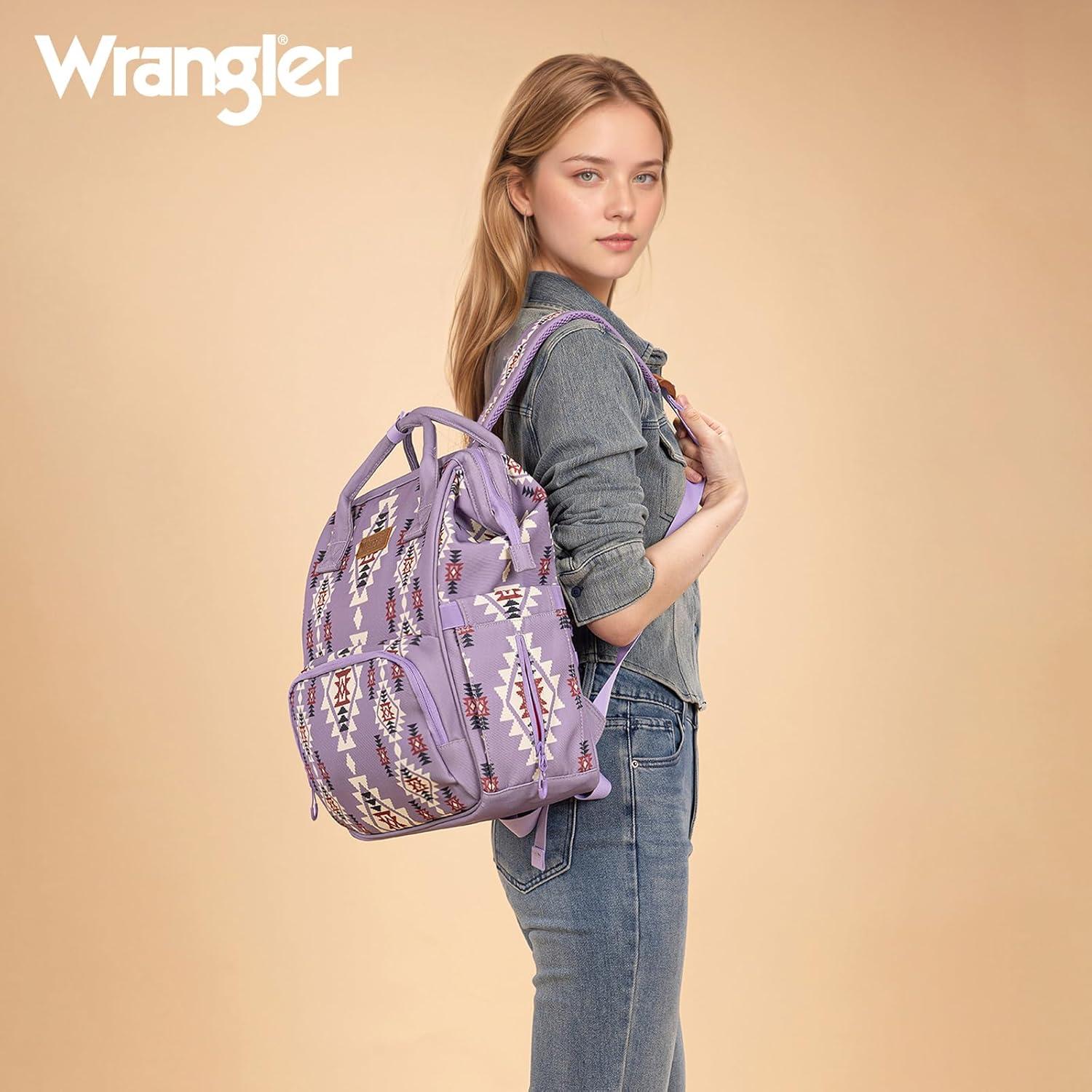 imageMontana West Wrangler Callie Diaper Bag Backpack with Pacifier Case Crossbody Bottle Bag and Stroller Straps Western Pattern Multifunction Baby Travel Bag Set WG22159110TN3pcslight Violet