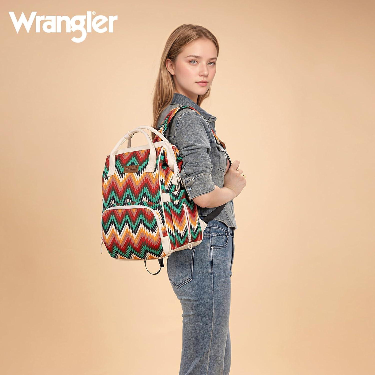 imageMontana West Wrangler Callie Diaper Bag Backpack with Pacifier Case Crossbody Bottle Bag and Stroller Straps Western Pattern Multifunction Baby Travel Bag Set WG22159110TN3pcsangel Tan