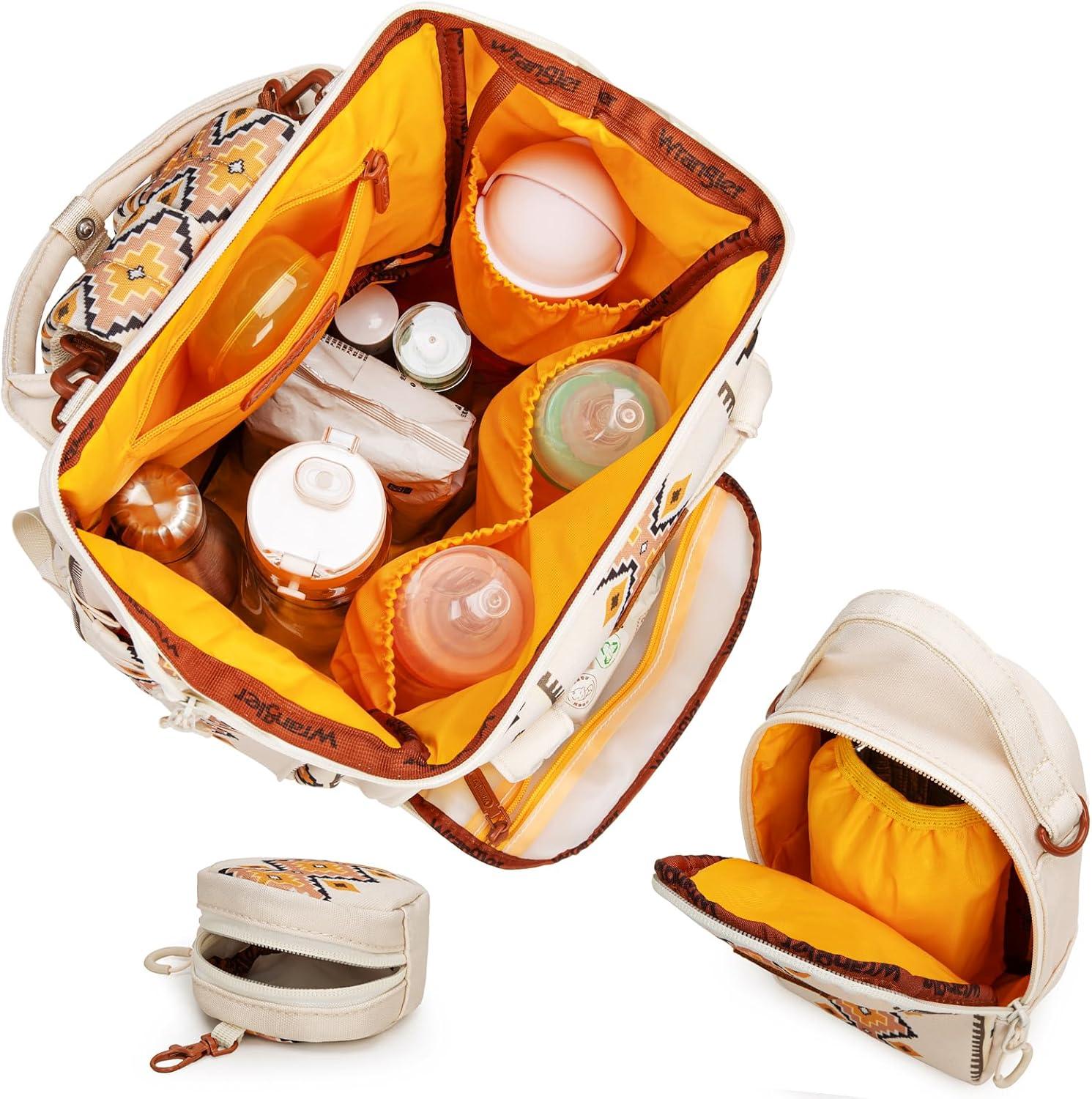 imageMontana West Wrangler Callie Diaper Bag Backpack with Pacifier Case Crossbody Bottle Bag and Stroller Straps Western Pattern Multifunction Baby Travel Bag Set WG22159110TN3pcstan