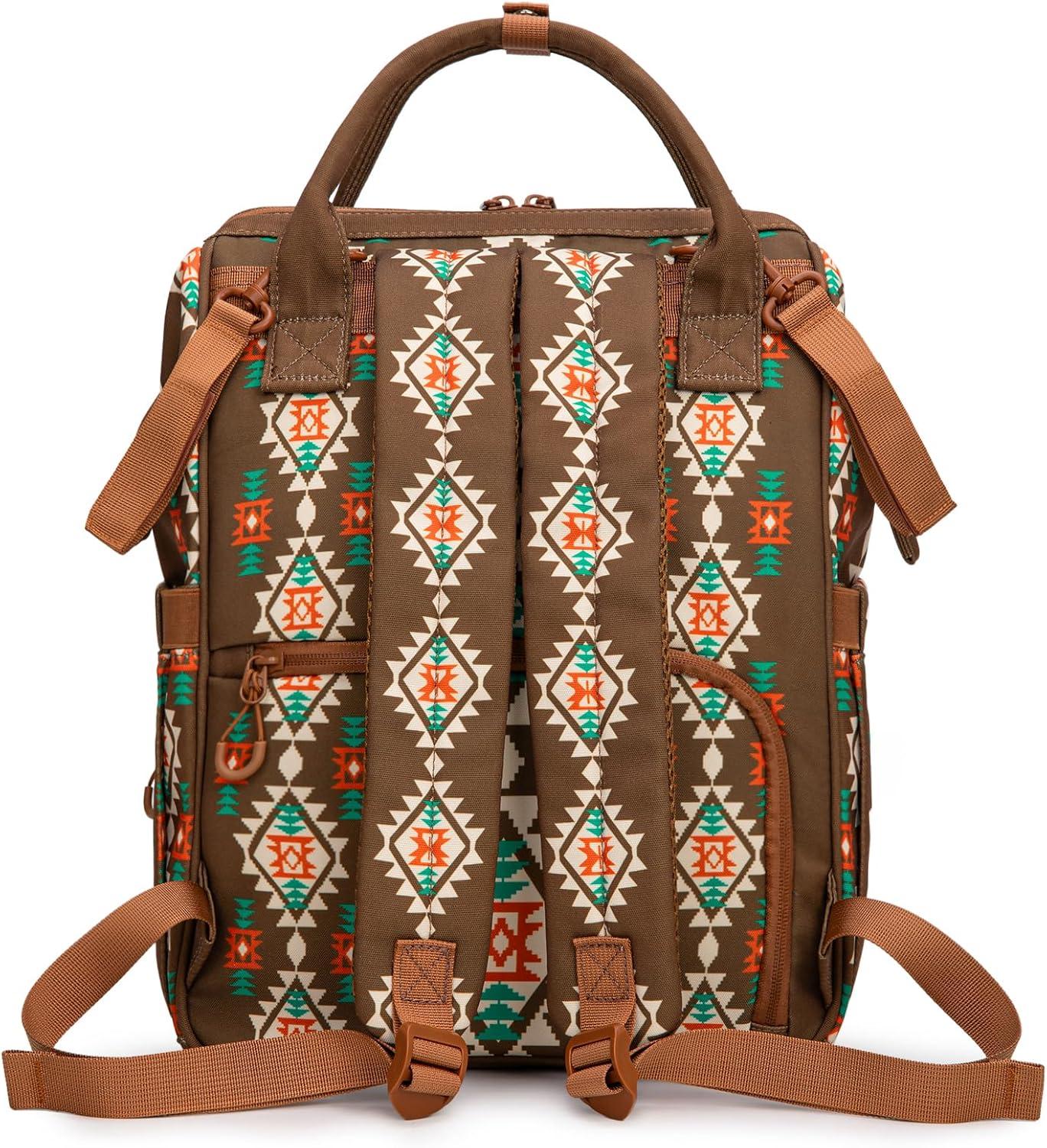 imageMontana West Wrangler Callie Diaper Bag Backpack with Pacifier Case Crossbody Bottle Bag and Stroller Straps Western Pattern Multifunction Baby Travel Bag Set WG22159110TN3pcscoffee