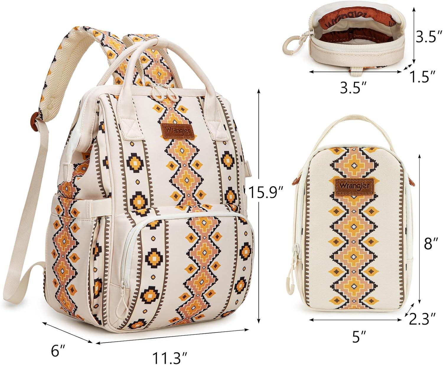 imageMontana West Wrangler Callie Diaper Bag Backpack with Pacifier Case Crossbody Bottle Bag and Stroller Straps Western Pattern Multifunction Baby Travel Bag Set WG22159110TN3pcstan