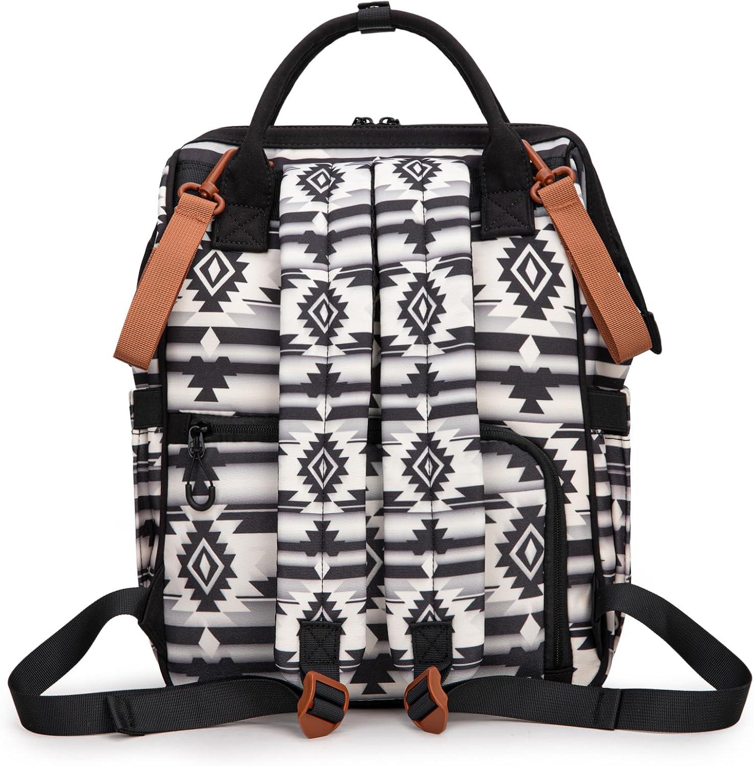 imageMontana West Wrangler Callie Diaper Bag Backpack with Pacifier Case Crossbody Bottle Bag and Stroller Straps Western Pattern Multifunction Baby Travel Bag Set WG22159110TN3pcsblack