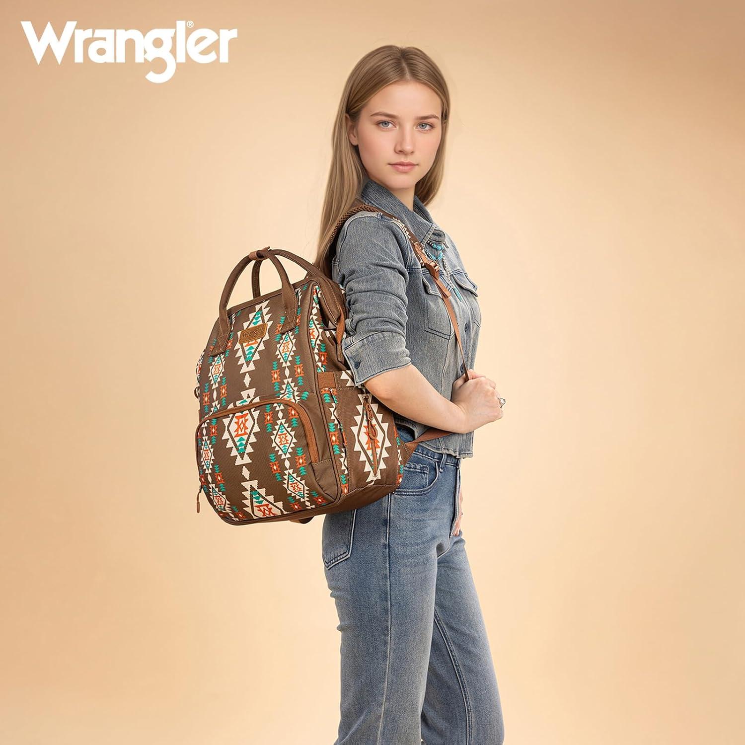 imageMontana West Wrangler Callie Diaper Bag Backpack with Pacifier Case Crossbody Bottle Bag and Stroller Straps Western Pattern Multifunction Baby Travel Bag Set WG22159110TN3pcscoffee