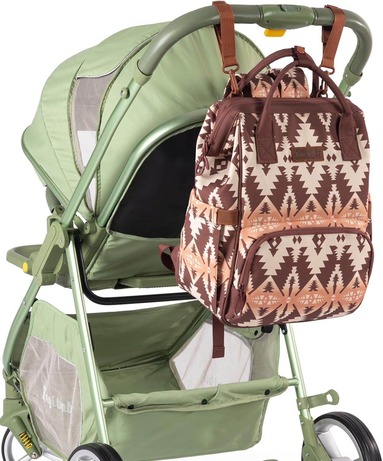 imageMontana West Wrangler Callie Diaper Bag Backpack with Stroller Straps Multifunction Baby Travel Bag WG22049110MSTBrown