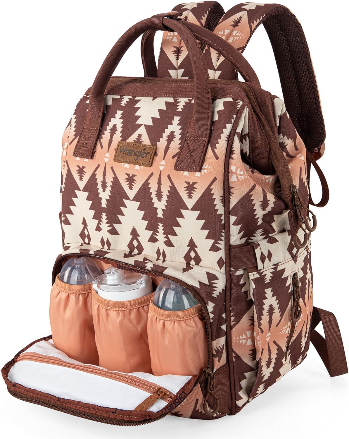 imageMontana West Wrangler Callie Diaper Bag Backpack with Stroller Straps Multifunction Baby Travel Bag WG22049110MSTBrown