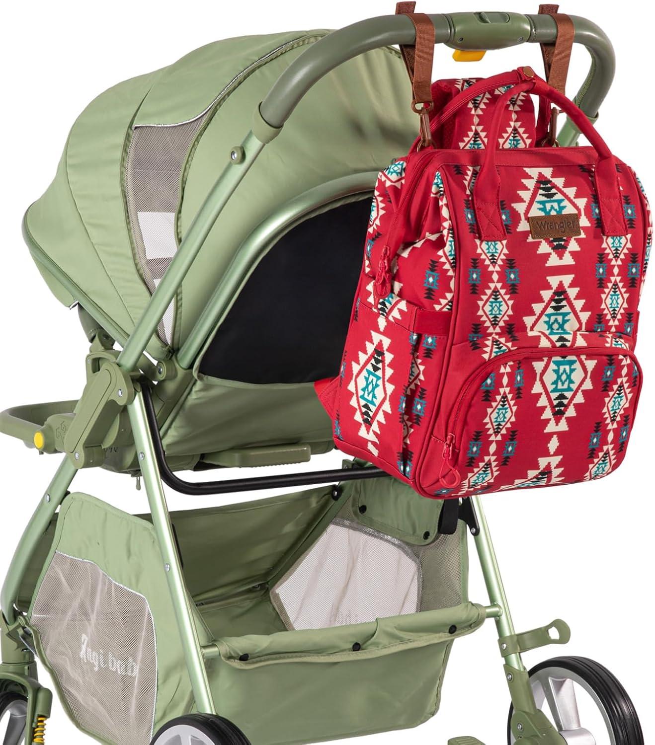 imageMontana West Wrangler Callie Diaper Bag Backpack with Stroller Straps Multifunction Baby Travel Bag WG22049110MSTCherry