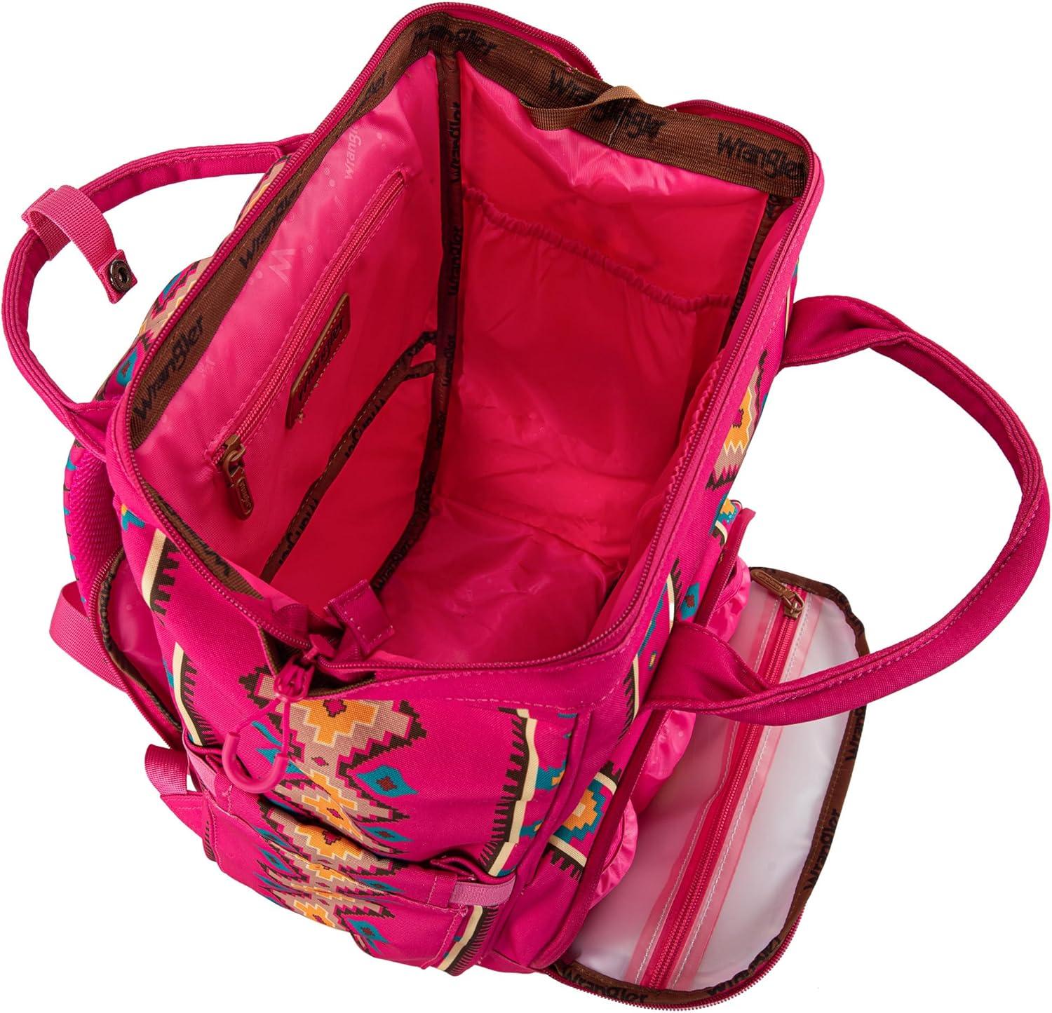 imageMontana West Wrangler Callie Diaper Bag Backpack with Stroller Straps Multifunction Baby Travel Bag WG22049110MSTHot Pink