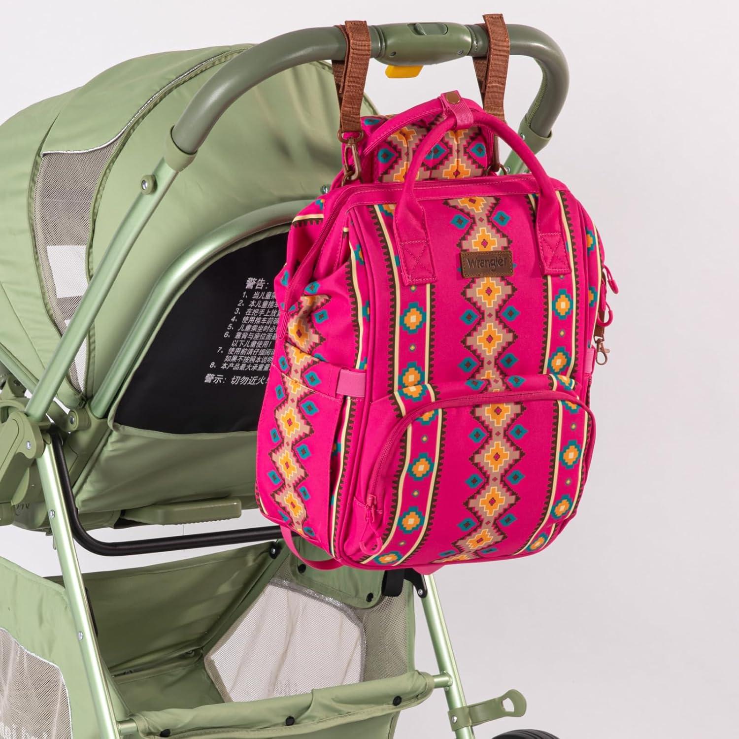 imageMontana West Wrangler Callie Diaper Bag Backpack with Stroller Straps Multifunction Baby Travel Bag WG22049110MSTHot Pink