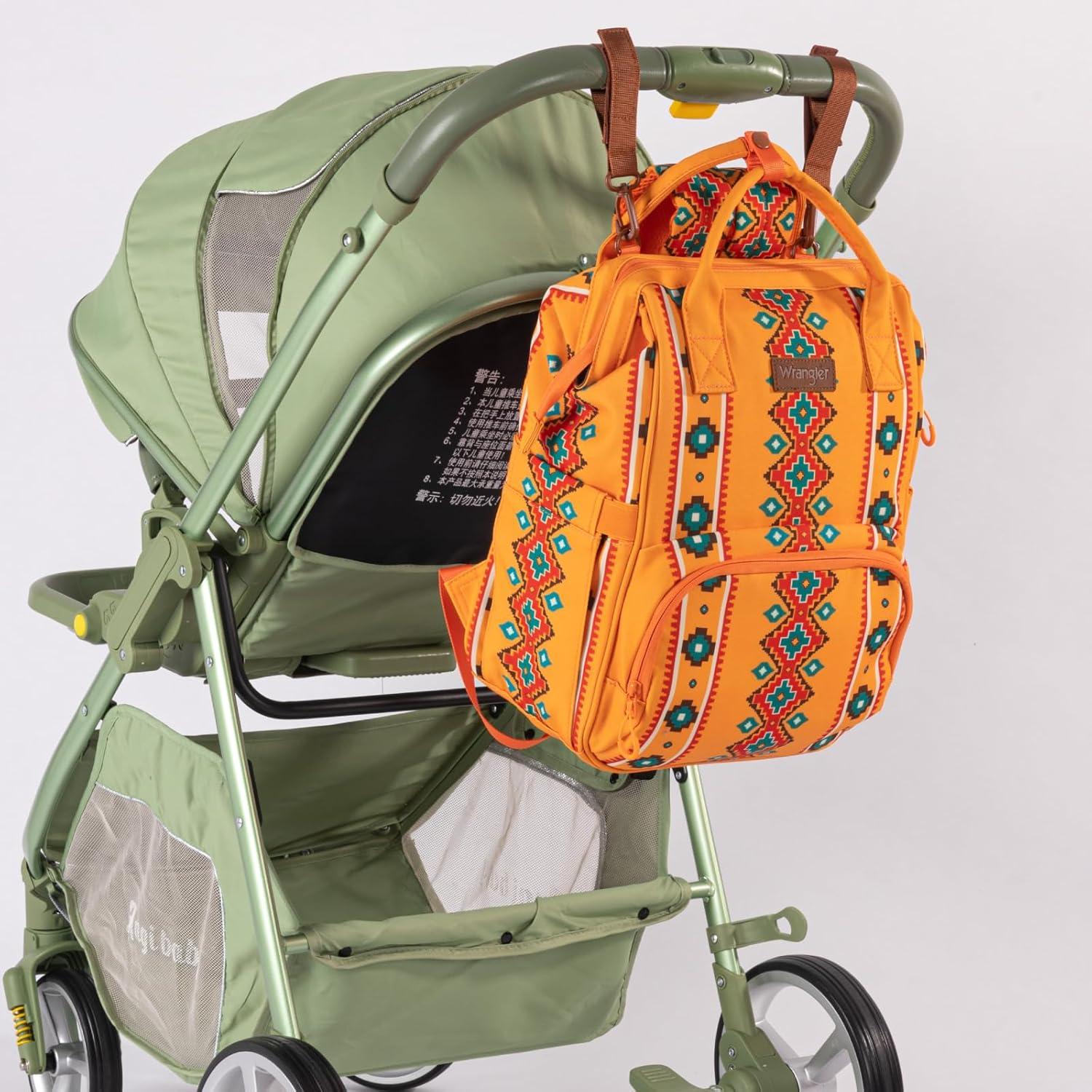 imageMontana West Wrangler Callie Diaper Bag Backpack with Stroller Straps Multifunction Baby Travel Bag WG22049110MSTMustard Yellow