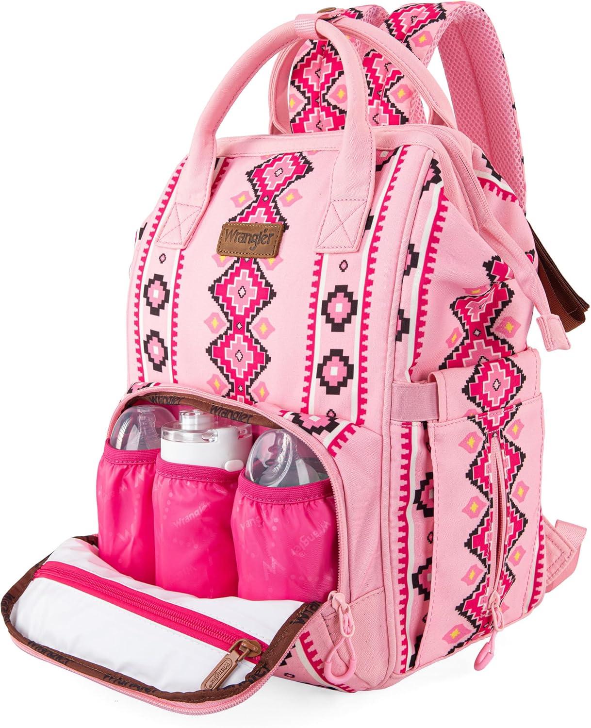 imageMontana West Wrangler Callie Diaper Bag Backpack with Stroller Straps Multifunction Baby Travel Bag WG22049110MSTPink