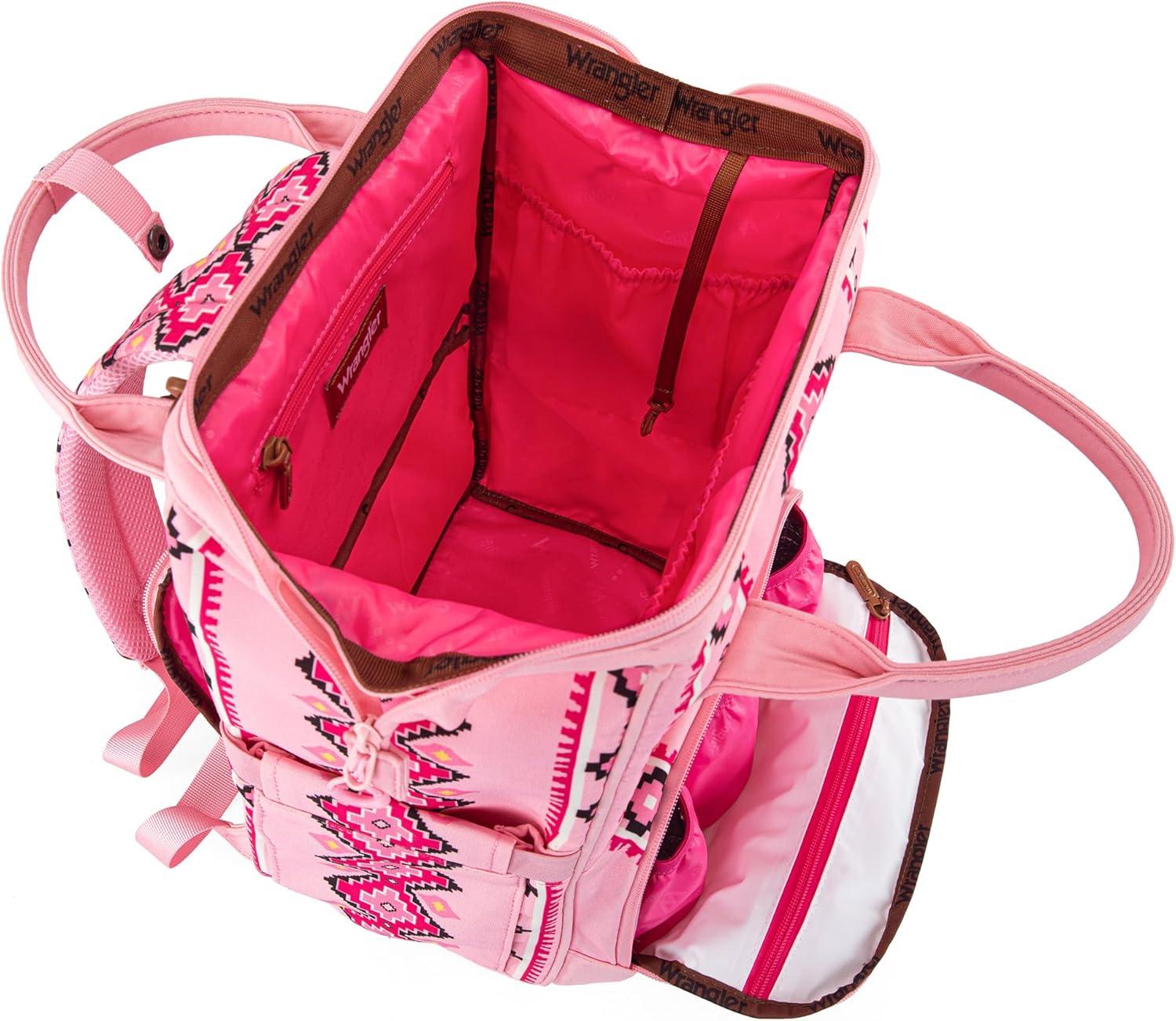 imageMontana West Wrangler Callie Diaper Bag Backpack with Stroller Straps Multifunction Baby Travel Bag WG22049110MSTPink