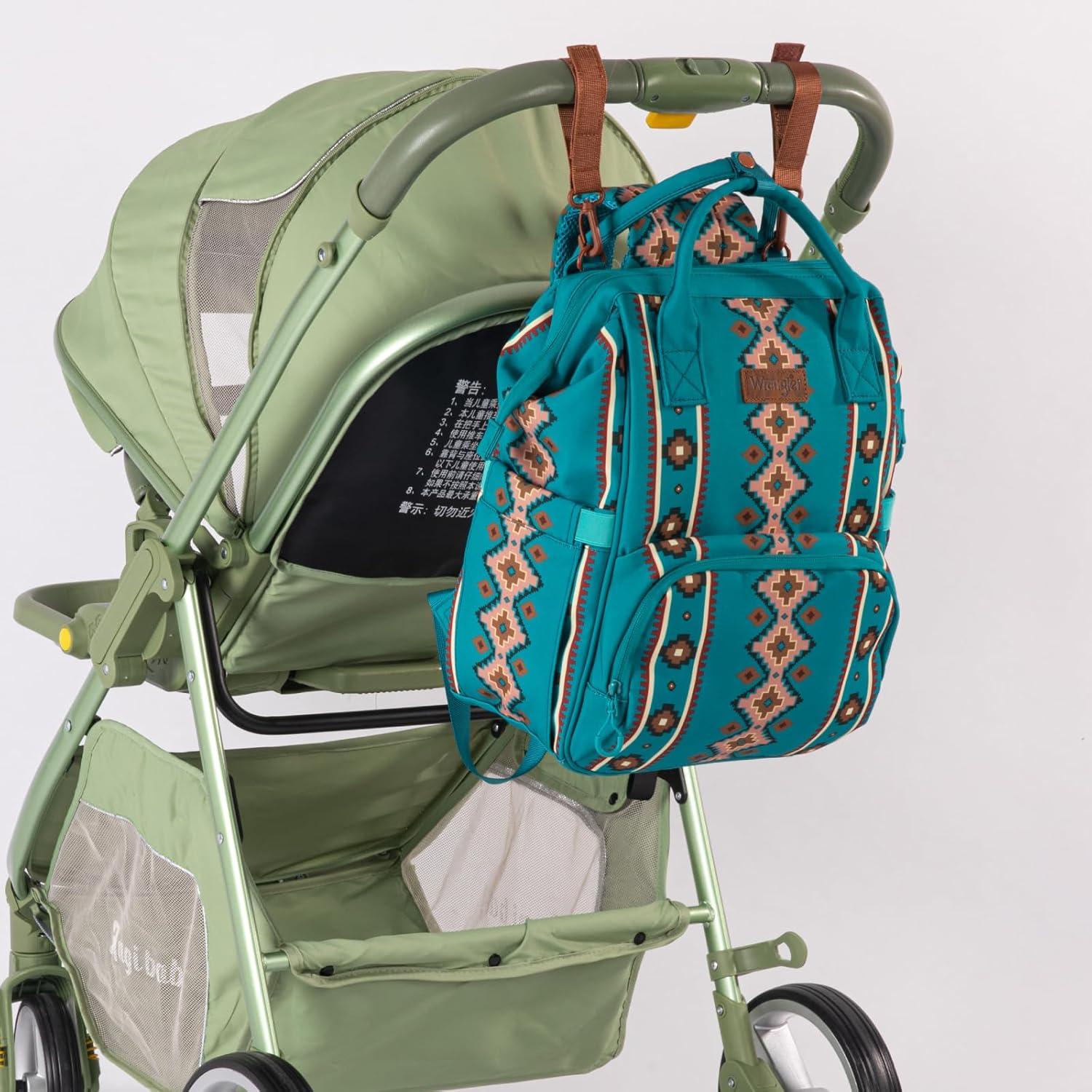 imageMontana West Wrangler Callie Diaper Bag Backpack with Stroller Straps Multifunction Baby Travel Bag WG22049110MSTTurquoise