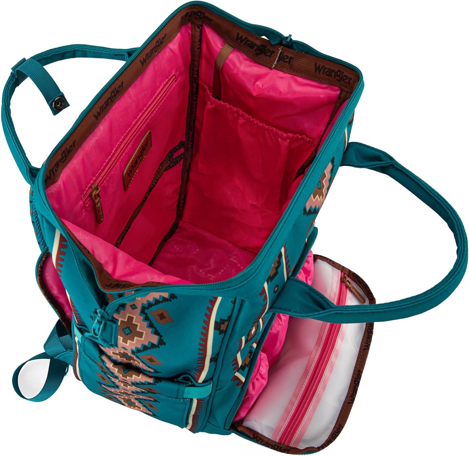 imageMontana West Wrangler Callie Diaper Bag Backpack with Stroller Straps Multifunction Baby Travel Bag WG22049110MSTTurquoise