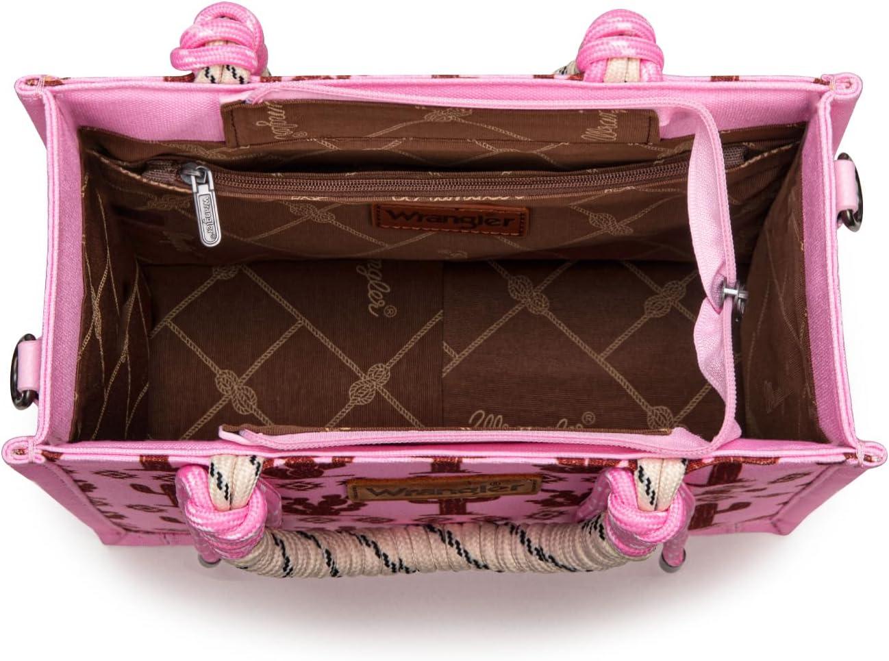 imageMontana West Wrangler Tote Bag Western Satchel Bags for Women with Braided Rope HandlesWide Strapcactus Hotpink