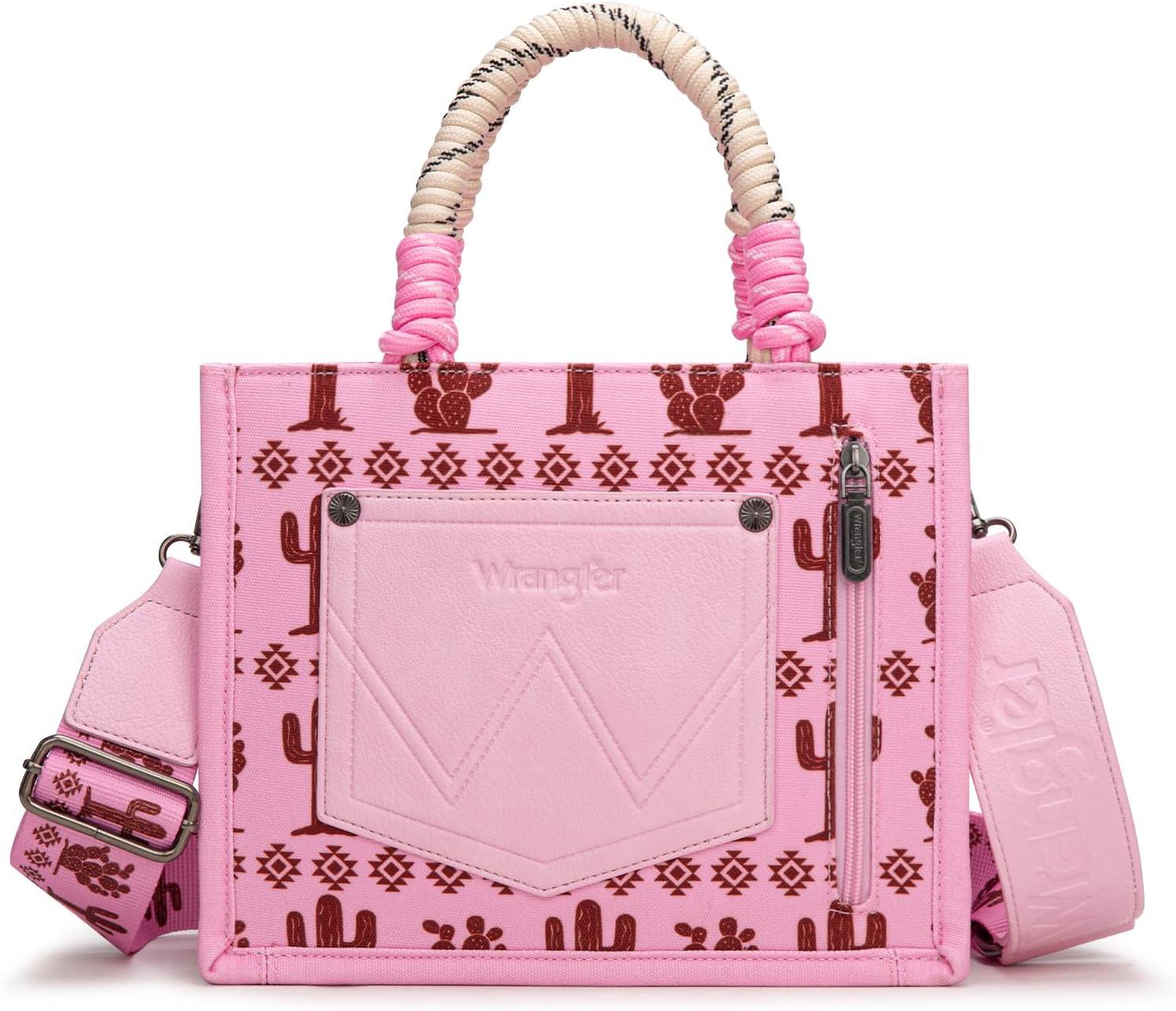 imageMontana West Wrangler Tote Bag Western Satchel Bags for Women with Braided Rope HandlesWide Strapcactus Hotpink