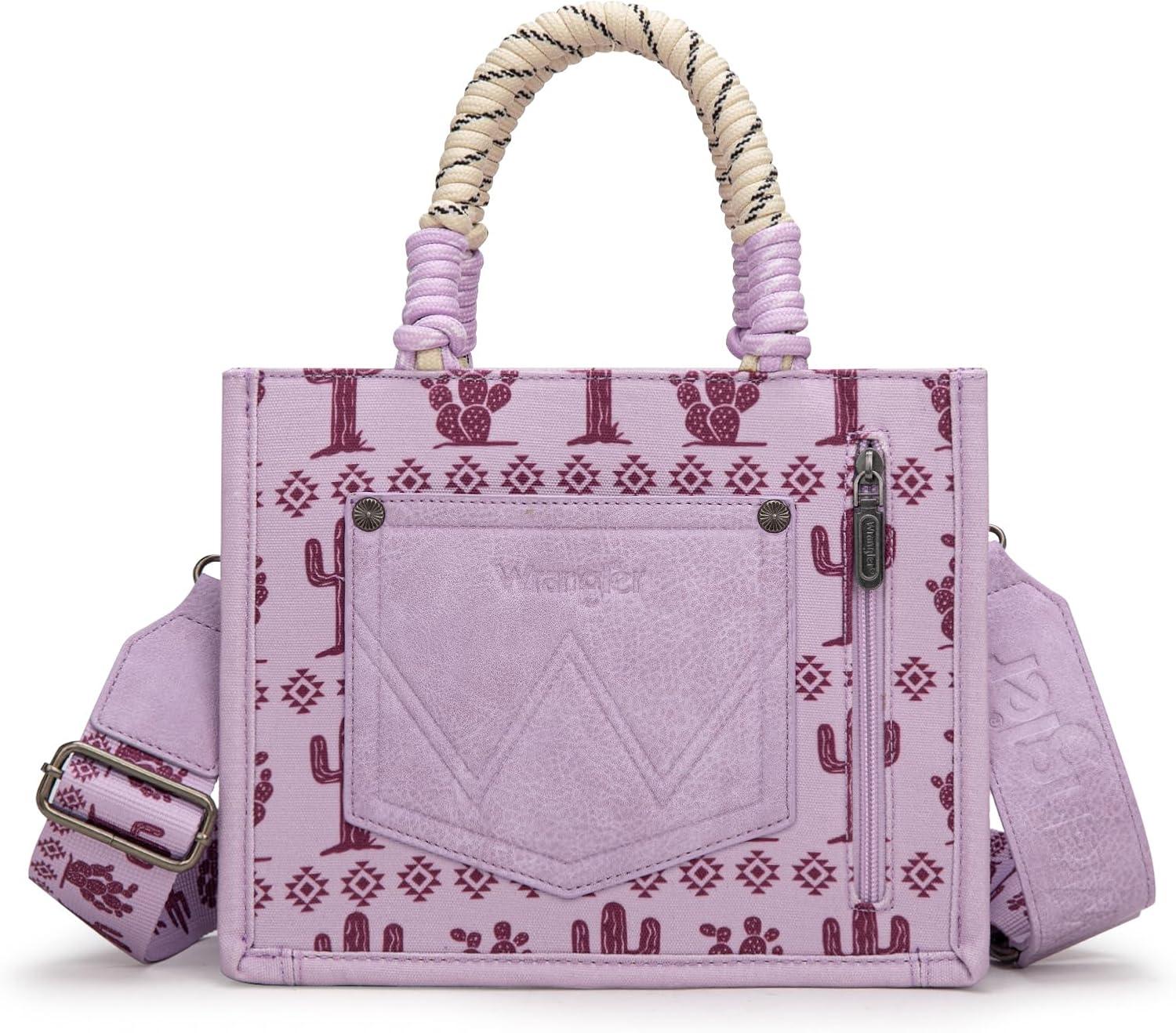 imageMontana West Wrangler Tote Bag Western Satchel Bags for Women with Braided Rope HandlesWide Strapcactus Purple