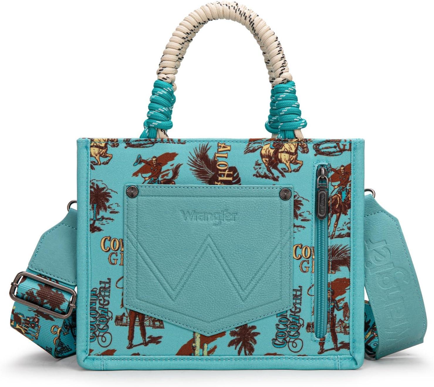 imageMontana West Wrangler Tote Bag Western Satchel Bags for Women with Braided Rope HandlesWide Strapcowgirl Calaite