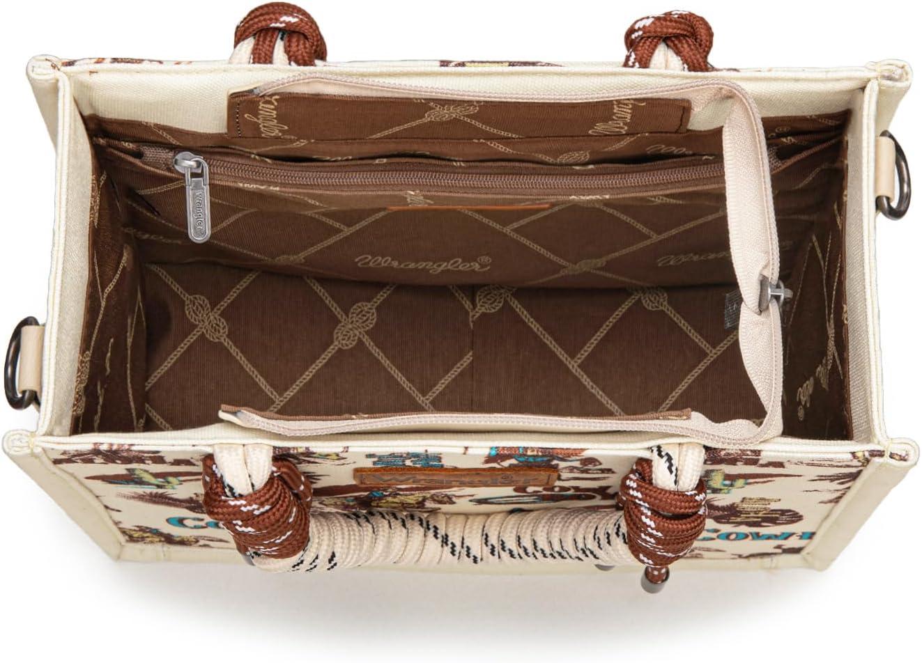 imageMontana West Wrangler Tote Bag Western Satchel Bags for Women with Braided Rope HandlesWide Strapcowgirl Tan