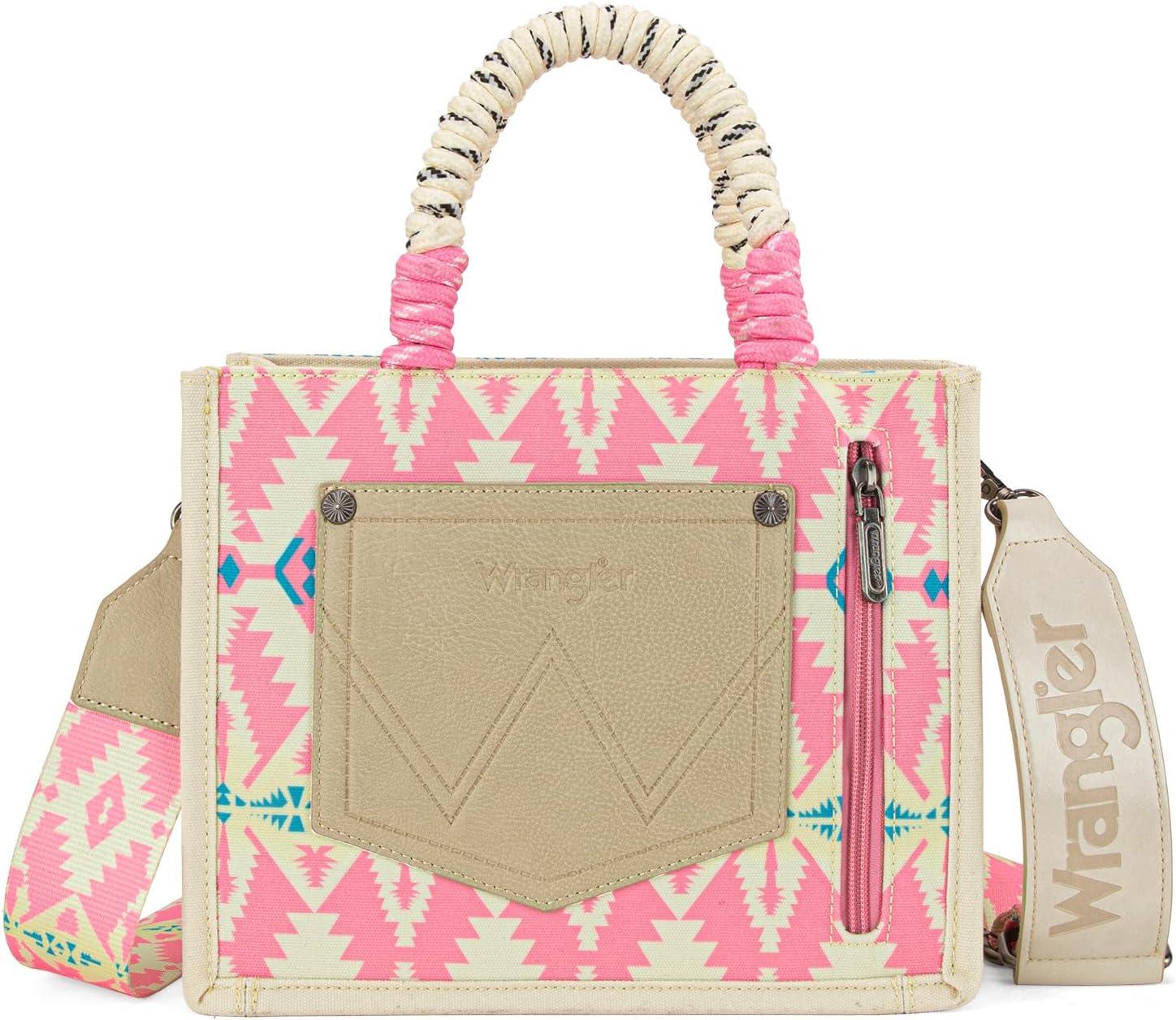 imageMontana West Wrangler Tote Bag Western Satchel Bags for Women with Braided Rope HandlesWide Strappink