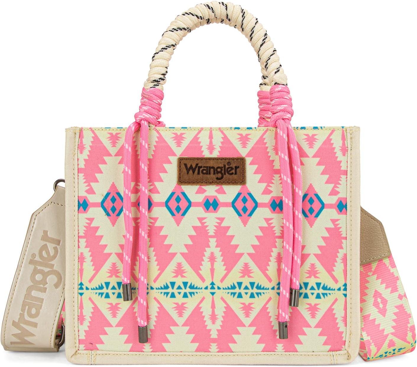 imageMontana West Wrangler Tote Bag Western Satchel Bags for Women with Braided Rope HandlesWide Strappink