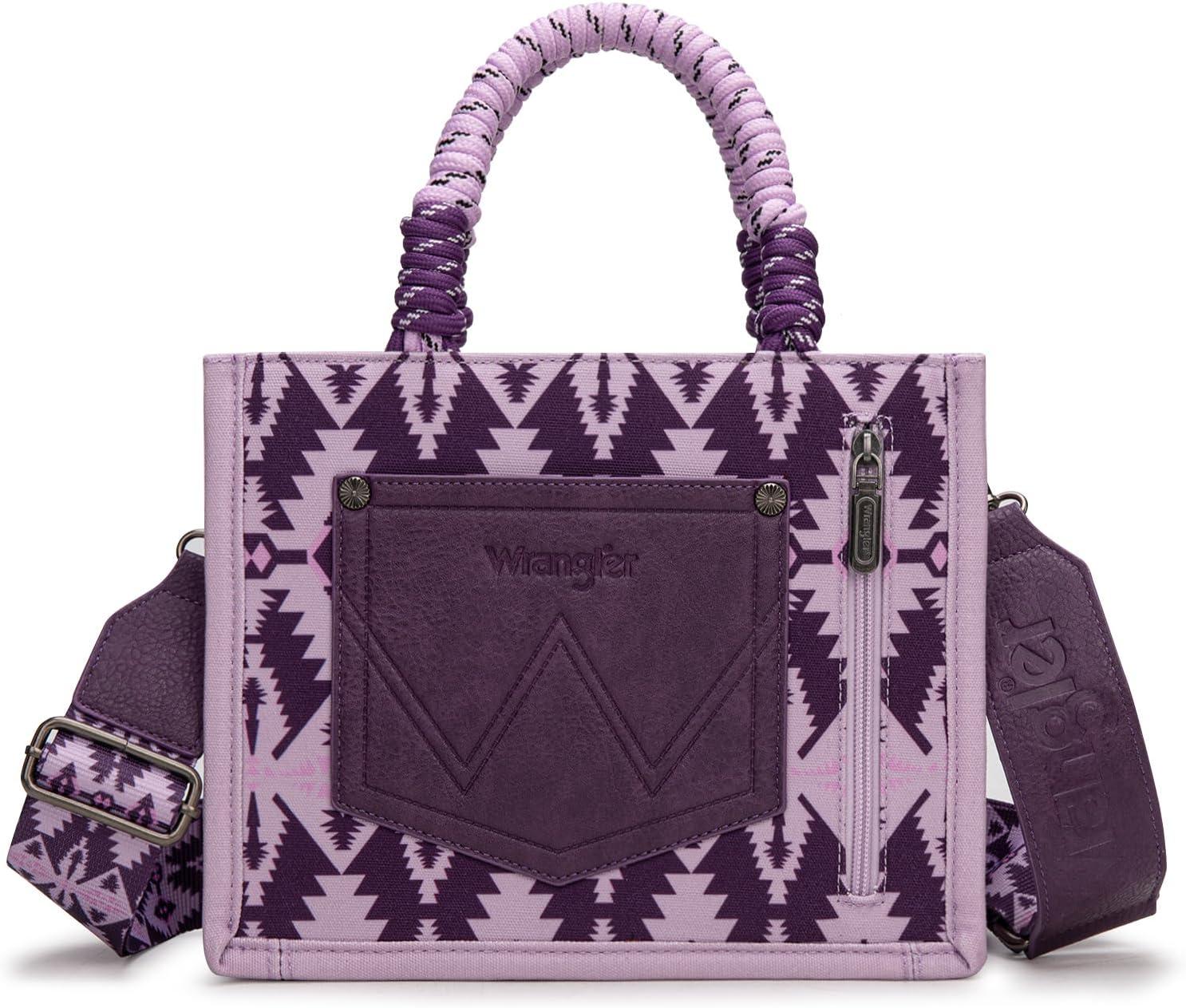 imageMontana West Wrangler Tote Bag Western Satchel Bags for Women with Braided Rope HandlesWide Strappurple