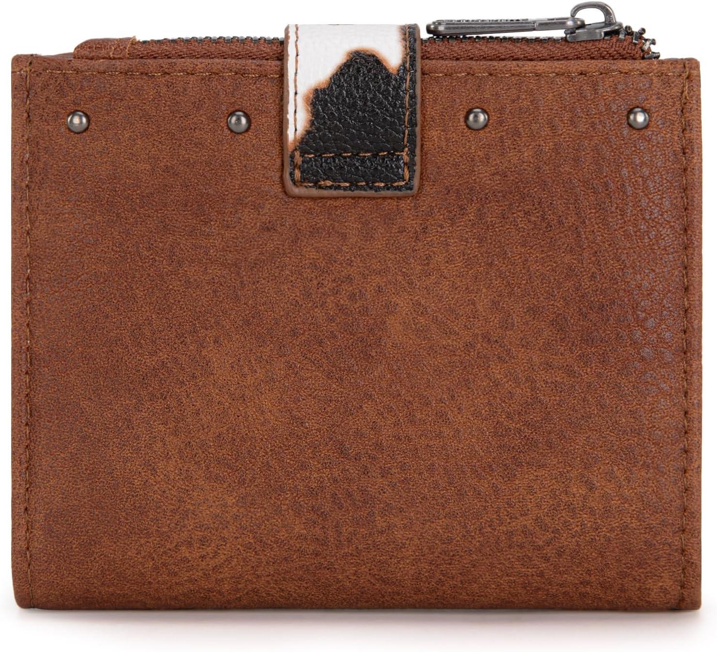 imageMontana West X Wrangler Womens Wallet Small Bifold Wallet Black Wallet for Women Wallets Card Cases ampamp Money Organizers Ladies Female RFID Credit Card Wallets with Removable ID WindowCowprint Brown