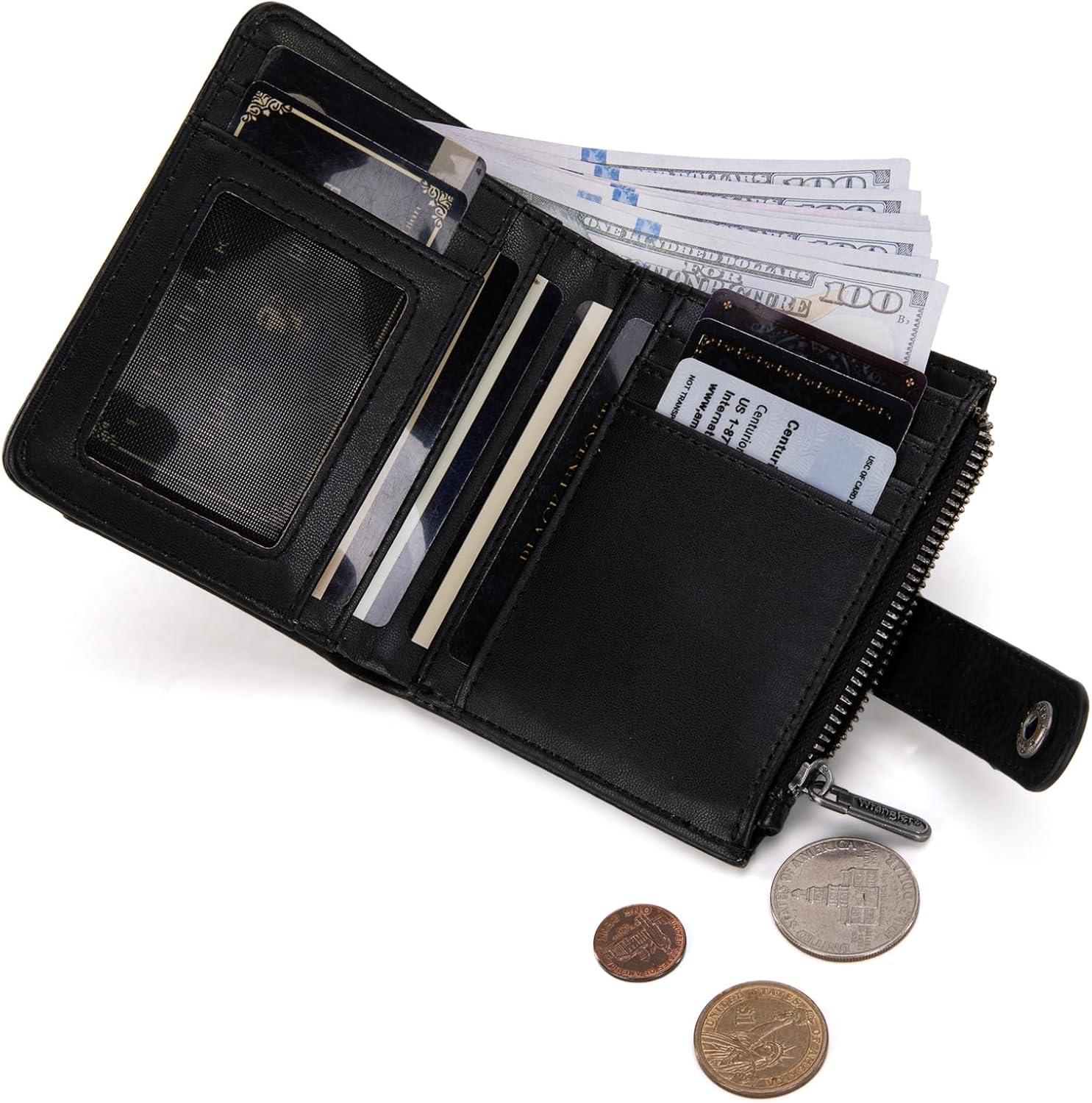 imageMontana West X Wrangler Womens Wallet Small Bifold Wallet Black Wallet for Women Wallets Card Cases ampamp Money Organizers Ladies Female RFID Credit Card Wallets with Removable ID WindowABlack