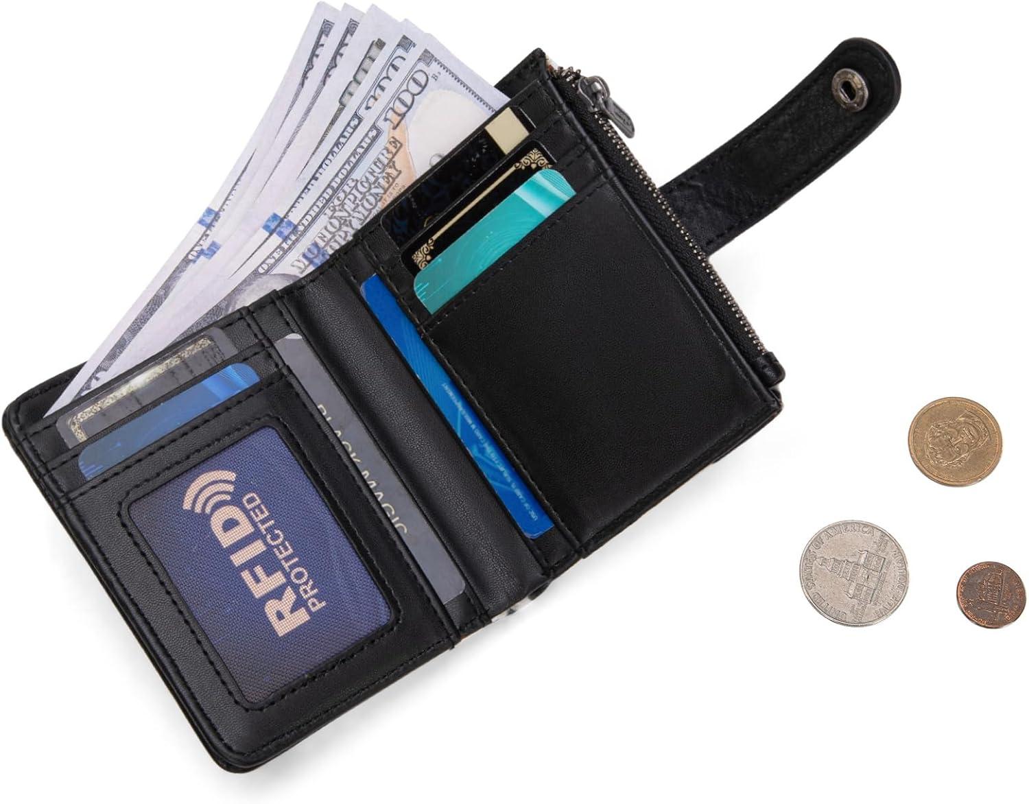 imageMontana West X Wrangler Womens Wallet Small Bifold Wallet Black Wallet for Women Wallets Card Cases ampamp Money Organizers Ladies Female RFID Credit Card Wallets with Removable ID WindowFull CowBlack