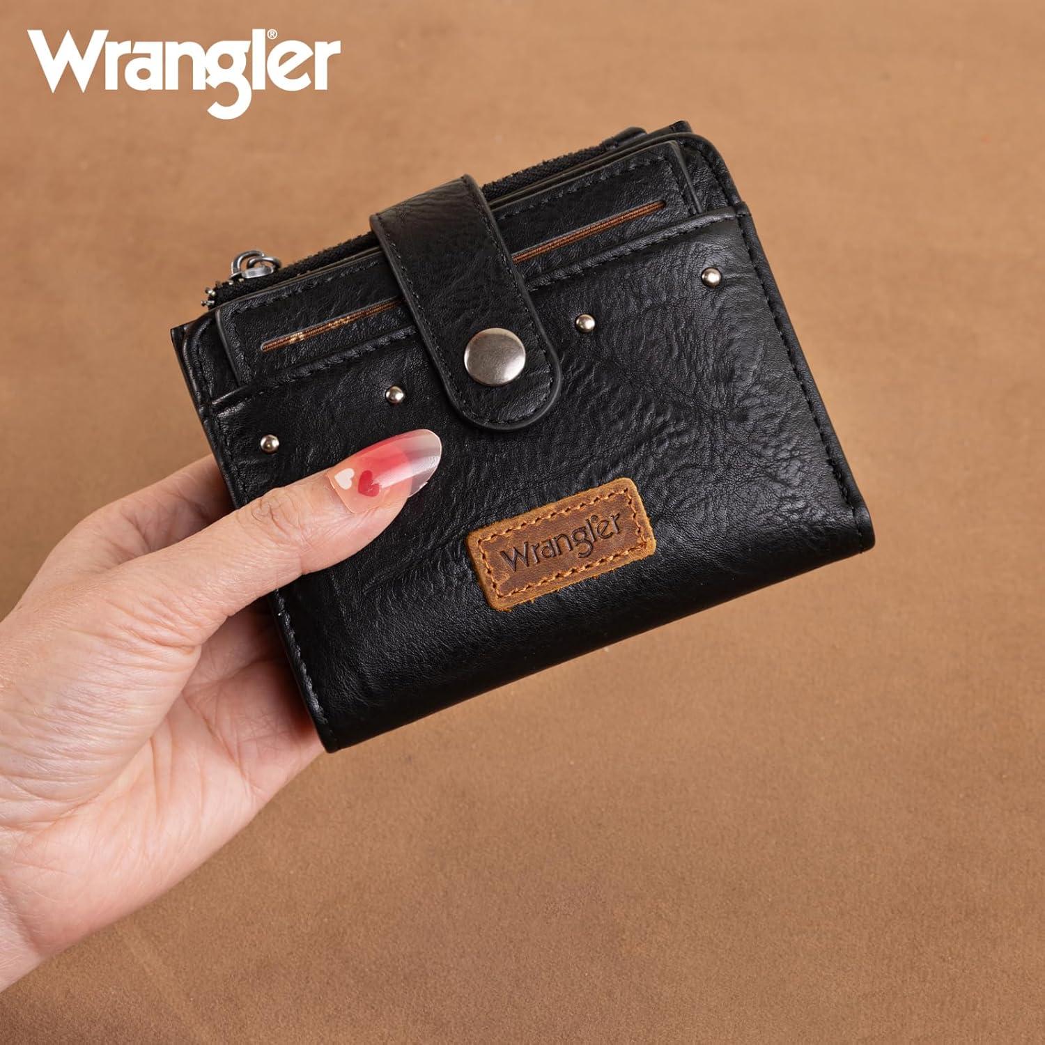 imageMontana West X Wrangler Womens Wallet Small Bifold Wallet Black Wallet for Women Wallets Card Cases ampamp Money Organizers Ladies Female RFID Credit Card Wallets with Removable ID WindowABlack