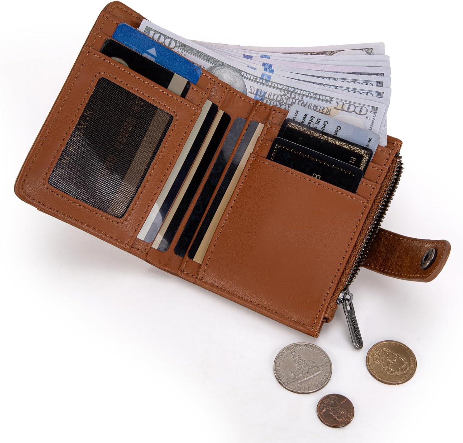 imageMontana West X Wrangler Womens Wallet Small Bifold Wallet Black Wallet for Women Wallets Card Cases ampamp Money Organizers Ladies Female RFID Credit Card Wallets with Removable ID WindowABrown