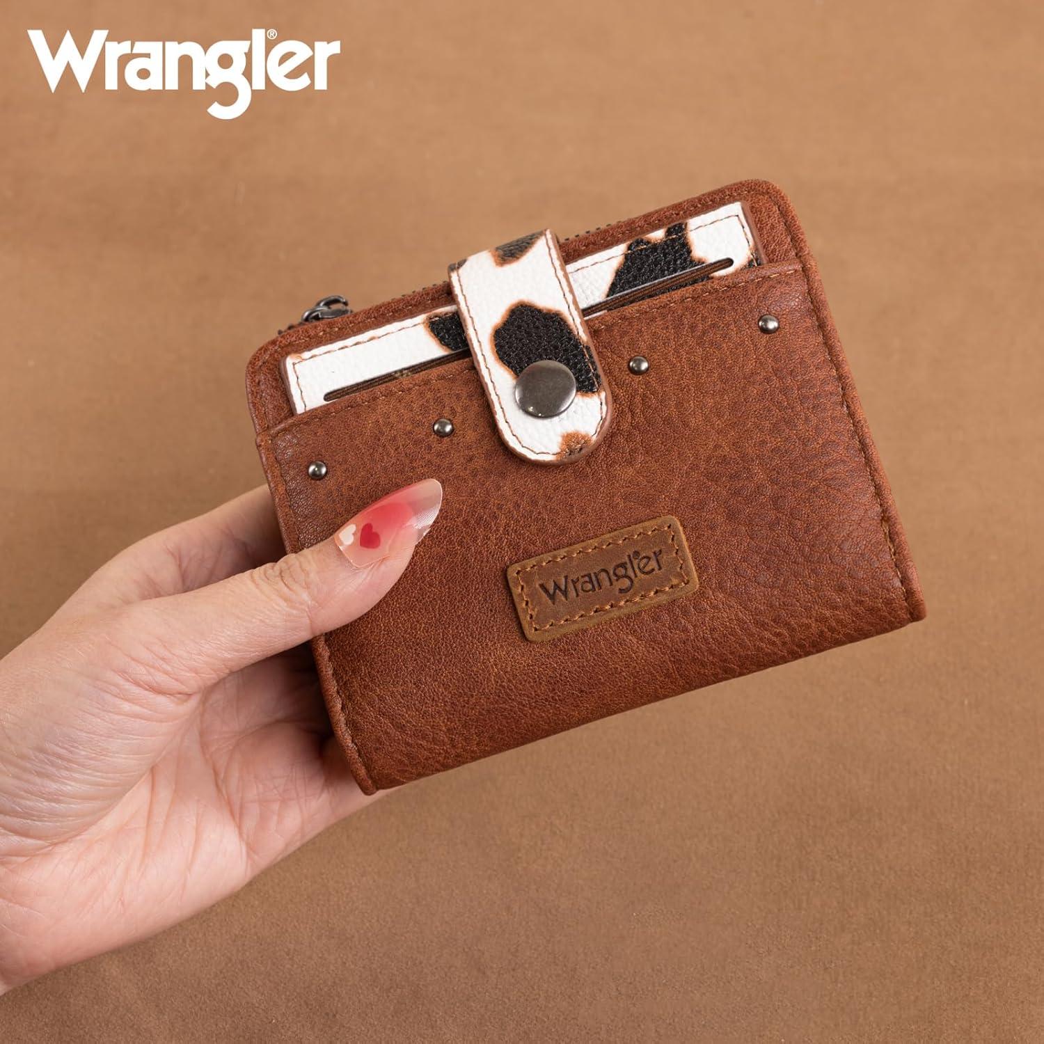 imageMontana West X Wrangler Womens Wallet Small Bifold Wallet Black Wallet for Women Wallets Card Cases ampamp Money Organizers Ladies Female RFID Credit Card Wallets with Removable ID WindowCowprint Brown