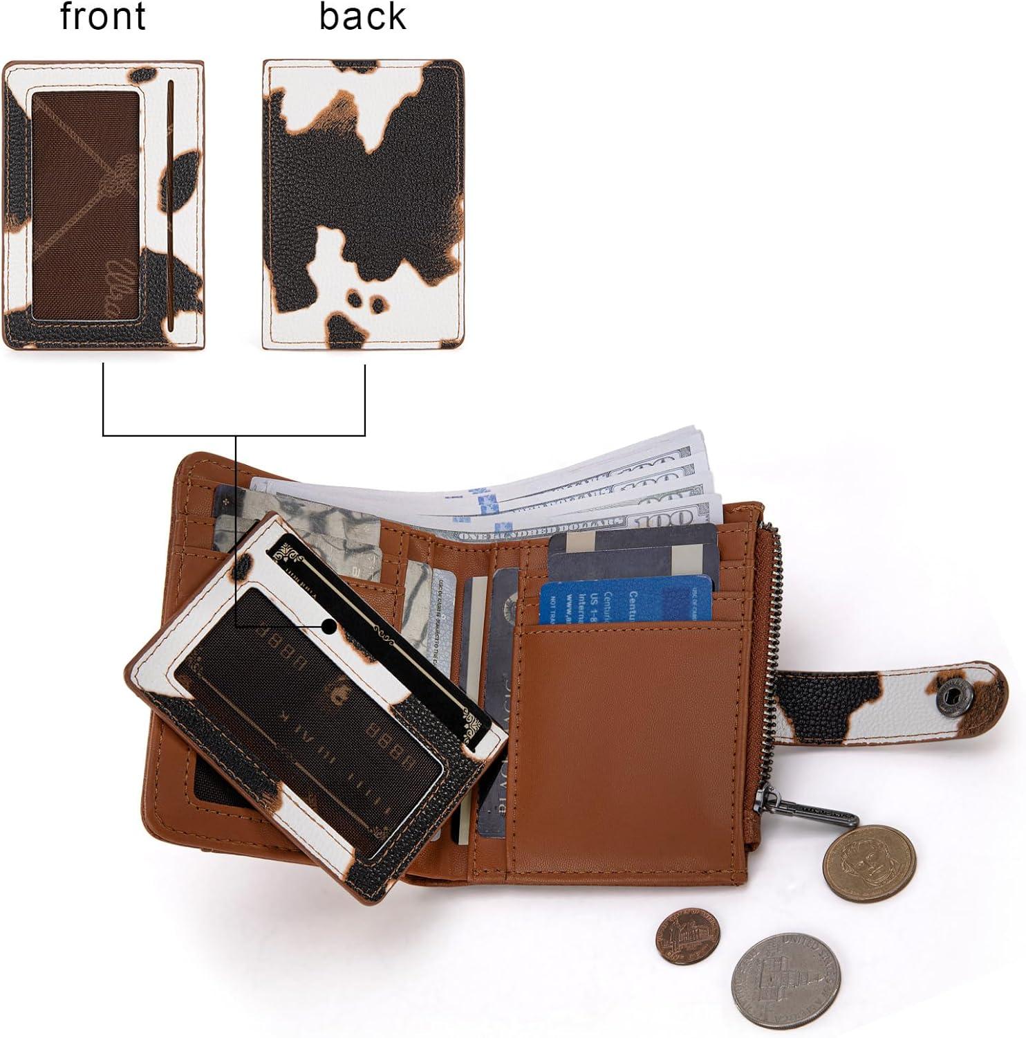 imageMontana West X Wrangler Womens Wallet Small Bifold Wallet Black Wallet for Women Wallets Card Cases ampamp Money Organizers Ladies Female RFID Credit Card Wallets with Removable ID WindowCowprint Brown