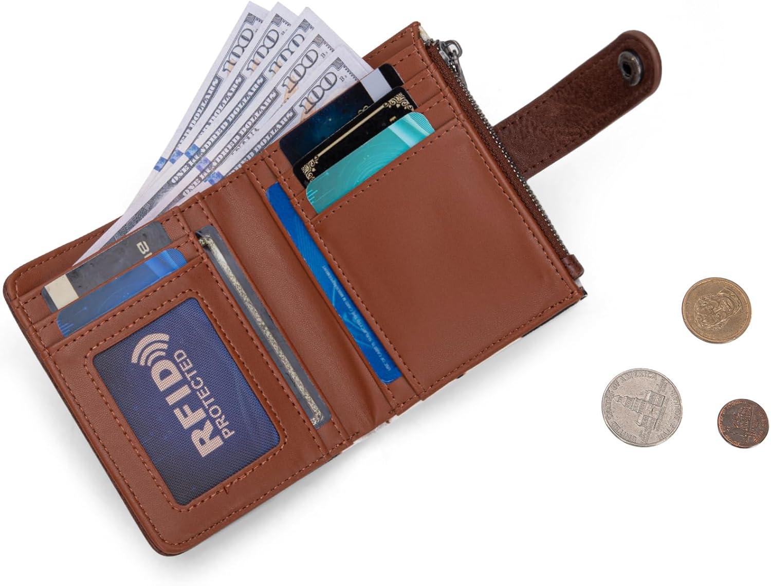 imageMontana West X Wrangler Womens Wallet Small Bifold Wallet Black Wallet for Women Wallets Card Cases ampamp Money Organizers Ladies Female RFID Credit Card Wallets with Removable ID WindowFull CowBrown