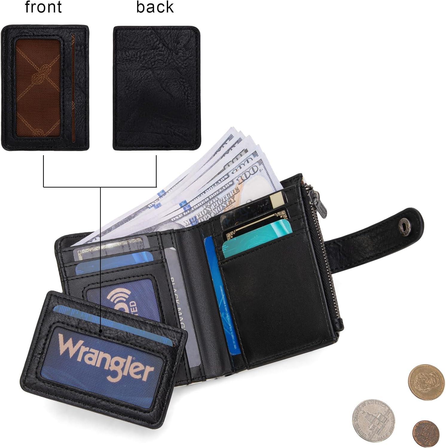 imageMontana West X Wrangler Womens Wallet Small Bifold Wallet Black Wallet for Women Wallets Card Cases ampamp Money Organizers Ladies Female RFID Credit Card Wallets with Removable ID WindowFull CowBlack
