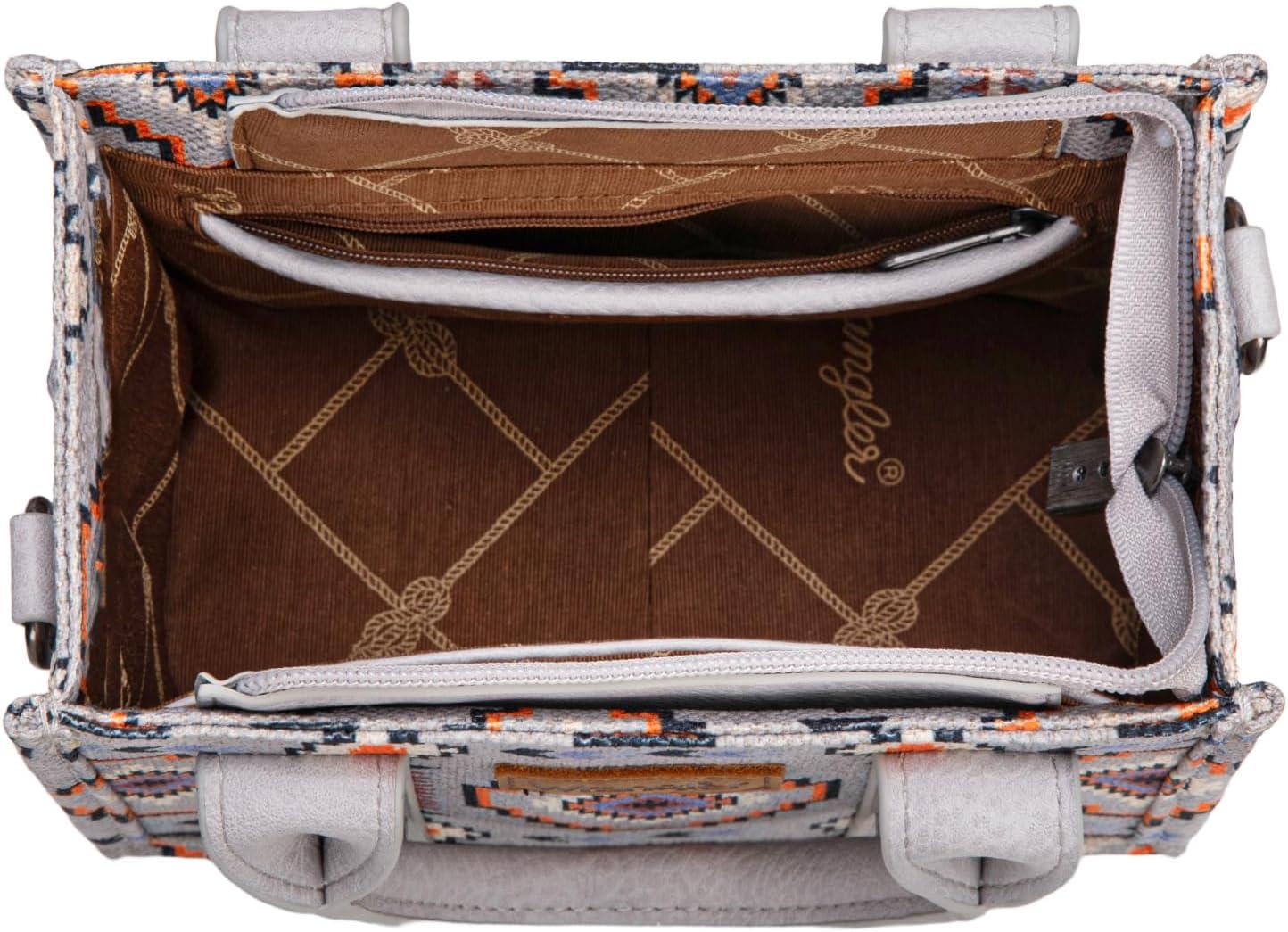 imageWrangler Mini Tote Bag Small Top Handle Bag Ladies Woven Satchel HandbagBoho Grey