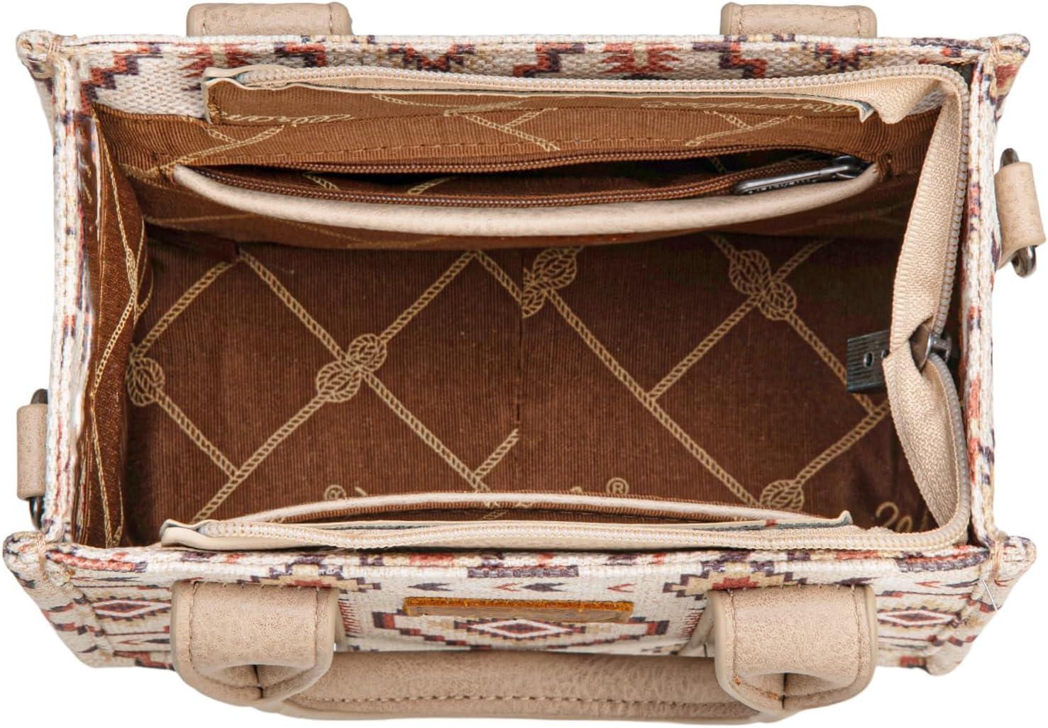 imageWrangler Mini Tote Bag Small Top Handle Bag Ladies Woven Satchel HandbagBoho Tan