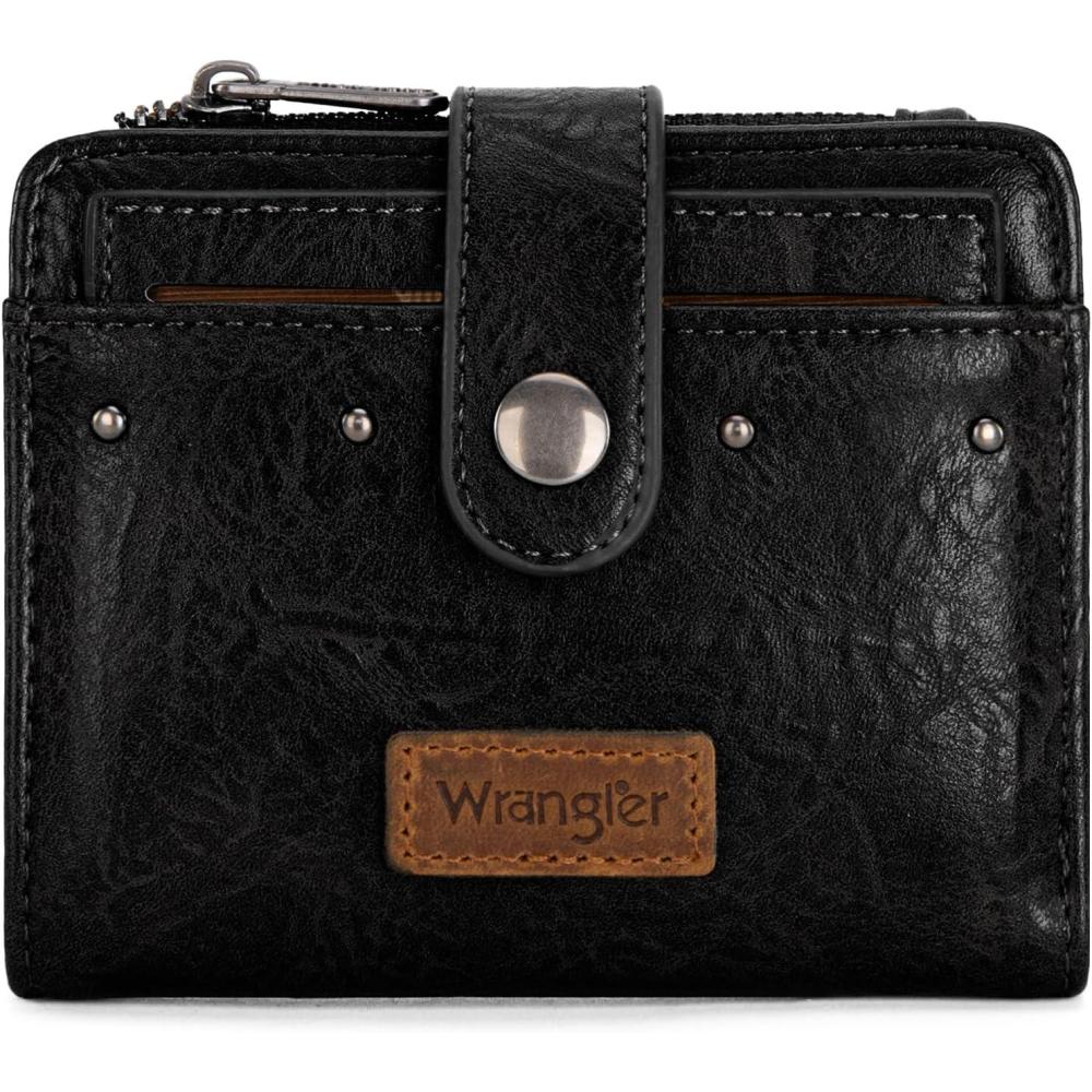 imageMontana West X Wrangler Womens Wallet Small Bifold Wallet Black Wallet for Women Wallets Card Cases ampamp Money Organizers Ladies Female RFID Credit Card Wallets with Removable ID WindowABlack