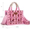imageMontana West Wrangler Tote Bag Western Satchel Bags for Women with Braided Rope HandlesWide Strapcactus Hotpink