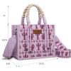 imageMontana West Wrangler Tote Bag Western Satchel Bags for Women with Braided Rope HandlesWide Strapcactus Purple