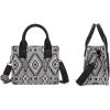 imageWrangler Mini Tote Bag Small Top Handle Bag Ladies Woven Satchel HandbagBoho Black