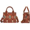 imageWrangler Mini Tote Bag Small Top Handle Bag Ladies Woven Satchel HandbagBoho Brown