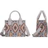 imageWrangler Mini Tote Bag Small Top Handle Bag Ladies Woven Satchel HandbagBoho Grey